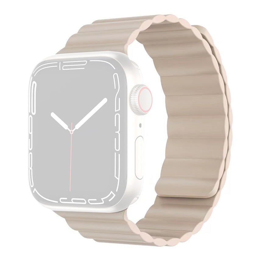 MUTURAL Modi Series Adjustable Silicone Wrist Straps Sweatproof Magnetic Watch Band for Apple Watch Ultra 49mm / Series 8 45mm / 7 45mm / 6 / 5 / 4 / SE 44mm / SE (2022) 44mm / 3 / 2 / 1 42mm - Starlight - UNIQBUY