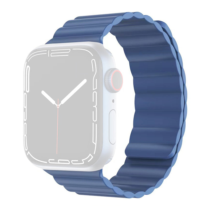 MUTURAL Modi Series Adjustable Silicone Wrist Straps Sweatproof Magnetic Watch Band for Apple Watch Ultra 49mm / Series 8 45mm / 7 45mm / 6 / 5 / 4 / SE 44mm / SE (2022) 44mm / 3 / 2 / 1 42mm - Blue - UNIQBUY