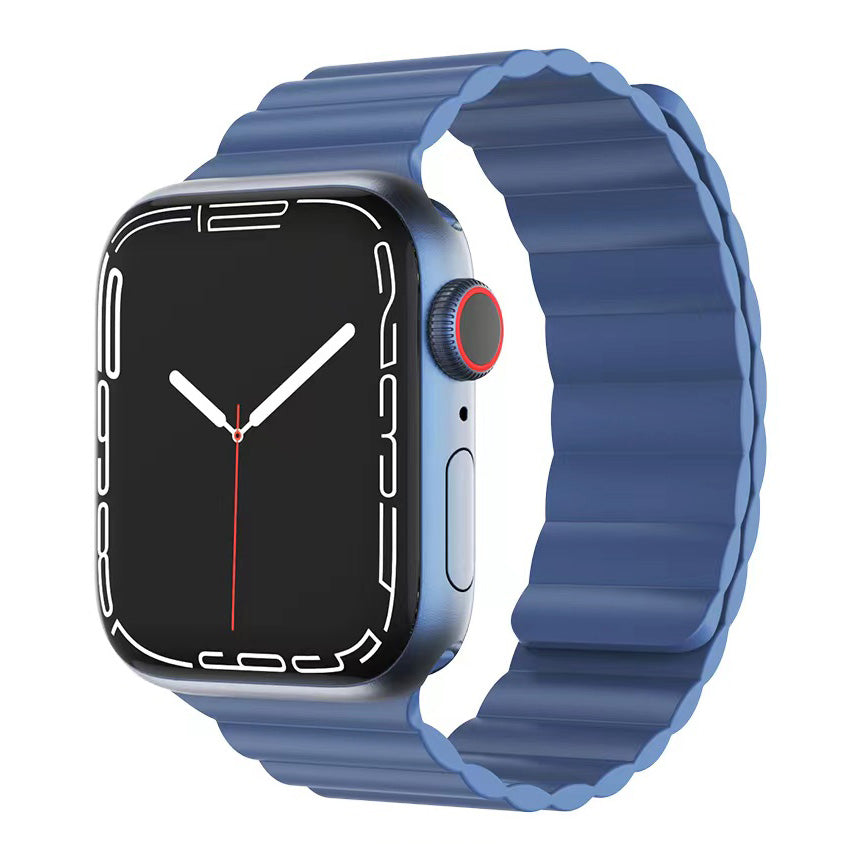 MUTURAL Modi Series Adjustable Silicone Wrist Straps Sweatproof Magnetic Watch Band for Apple Watch Ultra 49mm / Series 8 45mm / 7 45mm / 6 / 5 / 4 / SE 44mm / SE (2022) 44mm / 3 / 2 / 1 42mm - Blue - UNIQBUY