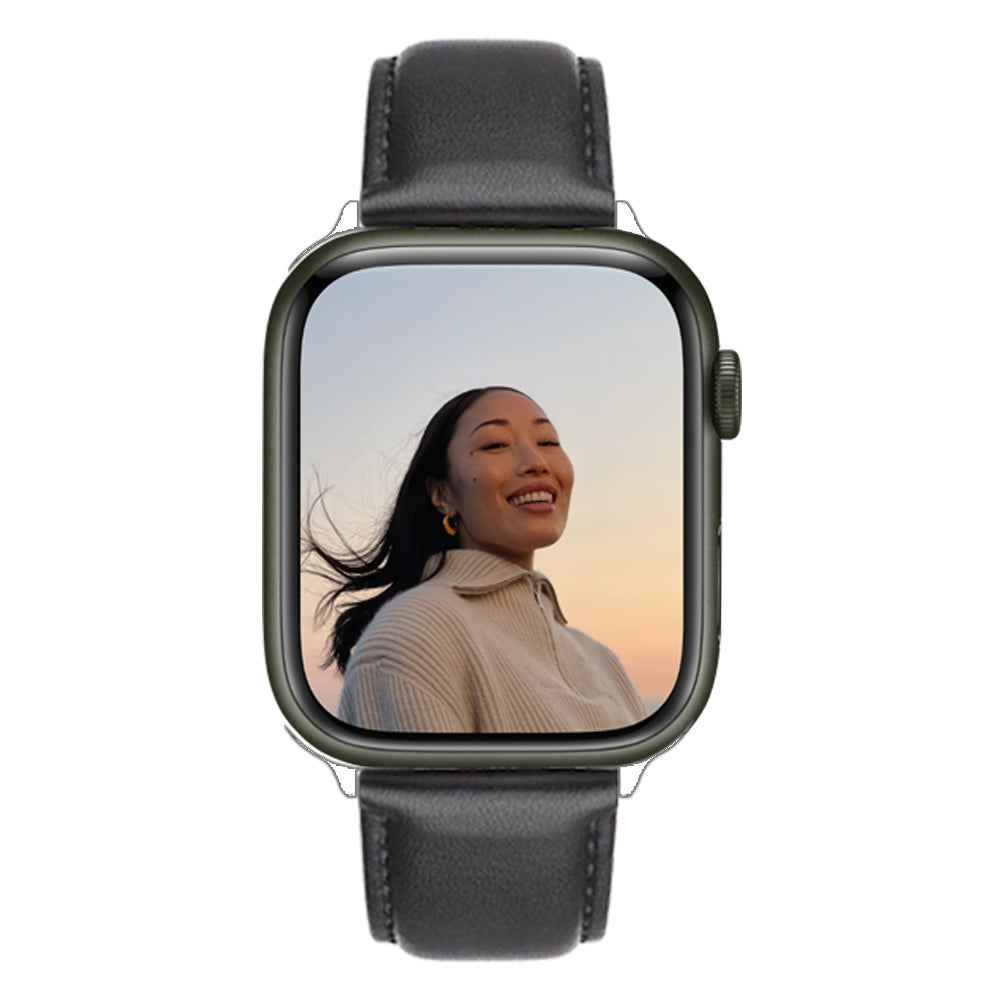 QIALINO Nappa Texture Genuine Leather Watch Strap Band for Apple Watch Series 8 41mm / Series 7 41mm / Series 4 / 5 / 6 / SE / SE(2022) 40mm / Series 1 / 2 / 3 38mm - Black