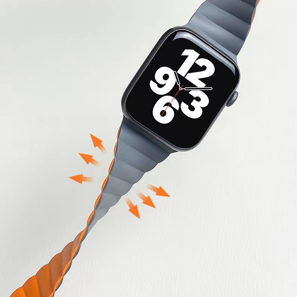 MUTURAL Molan Series Magnetic Sweatproof Watch Band Adjustable Silicone Wrist Strap for Apple Watch Ultra 49mm / Series 8 45mm / 7 45mm / 6 / 5 / 4 / SE 44mm / SE (2022) 44mm / 3 / 2 / 1 42mm - Grey / Yellow - UNIQBUY