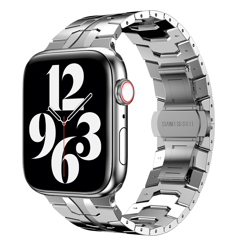Smart Watch Stainless Steel Strap Metal Watchband for Apple Watch Ultra 49mm / Series 8 45mm / 7 45mm / Watch Series 6 / SE 44mm / SE (2022) 44mm / 5 / 4 44mm / Watch Series 3 / 2 / 1 42mm - Silver - UNIQBUY