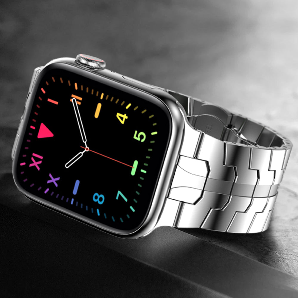 Smart Watch Stainless Steel Strap Metal Watchband for Apple Watch Ultra 49mm / Series 8 45mm / 7 45mm / Watch Series 6 / SE 44mm / SE (2022) 44mm / 5 / 4 44mm / Watch Series 3 / 2 / 1 42mm - Silver - UNIQBUY