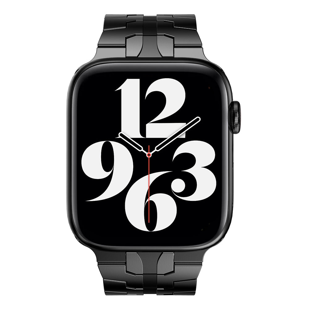 Adjustable Stainless Steel Strap Metal Watchband for Apple Watch Ultra 49mm / Series 8 45mm / 7 45mm / Watch Series 6 / SE 44mm / SE (2022) 44mm / 5 / 4 44mm / Watch Series 3 / 2 / 1 42mm - Black - UNIQBUY