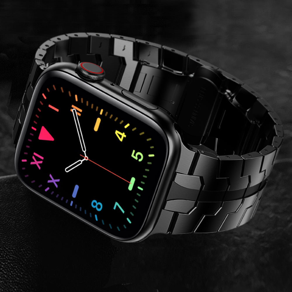 Adjustable Stainless Steel Strap Metal Watchband for Apple Watch Ultra 49mm / Series 8 45mm / 7 45mm / Watch Series 6 / SE 44mm / SE (2022) 44mm / 5 / 4 44mm / Watch Series 3 / 2 / 1 42mm - Black - UNIQBUY
