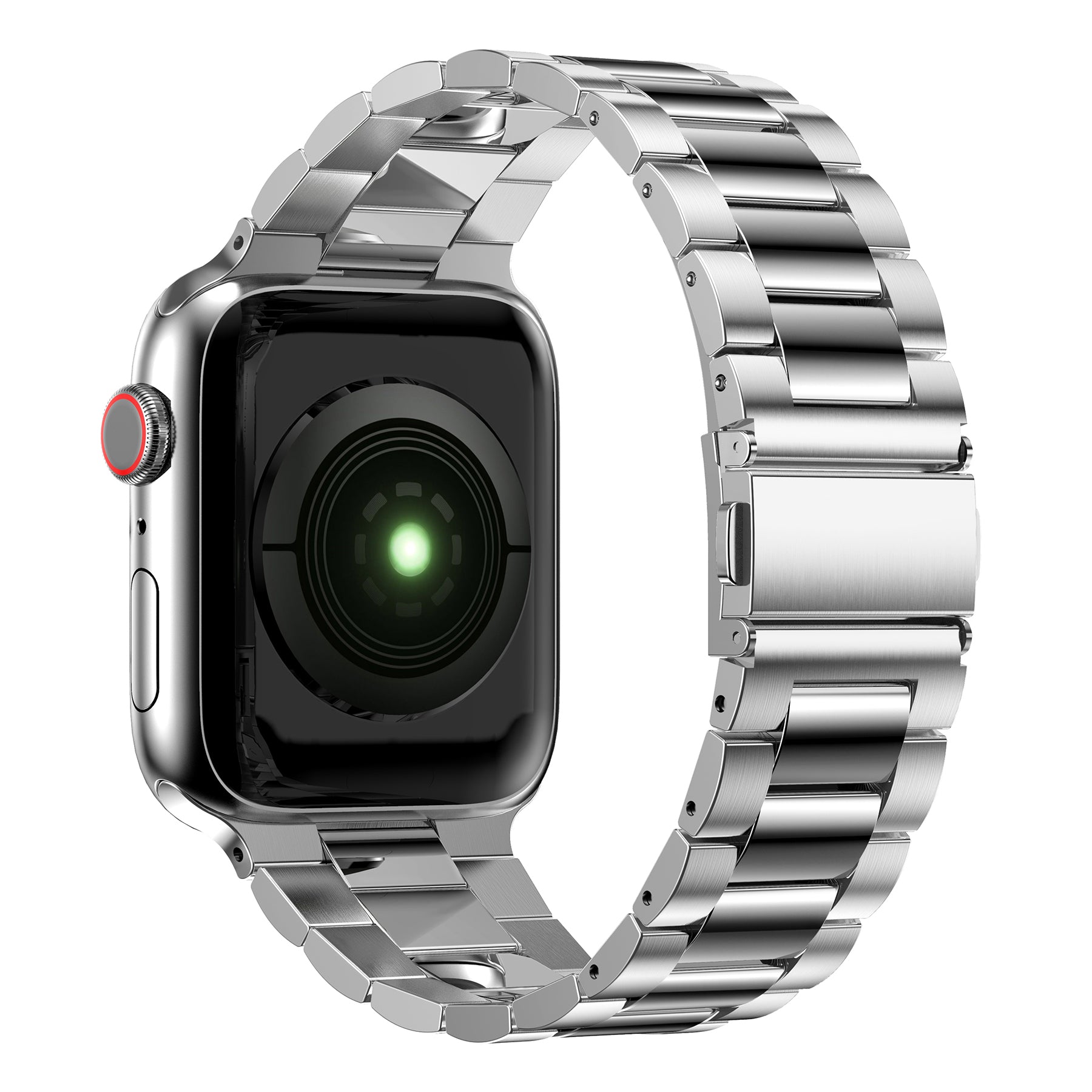 3 Beads Metal Watch Band Stainless Steel Wrist Strap for Apple Watch Ultra 49mm / Series 8 45mm / 7 45mm / Watch Series 6 / SE 44mm / SE (2022) 44mm / 5 / 4 44mm / Watch Series 3 / 2 / 1 42mm - Silver - UNIQBUY