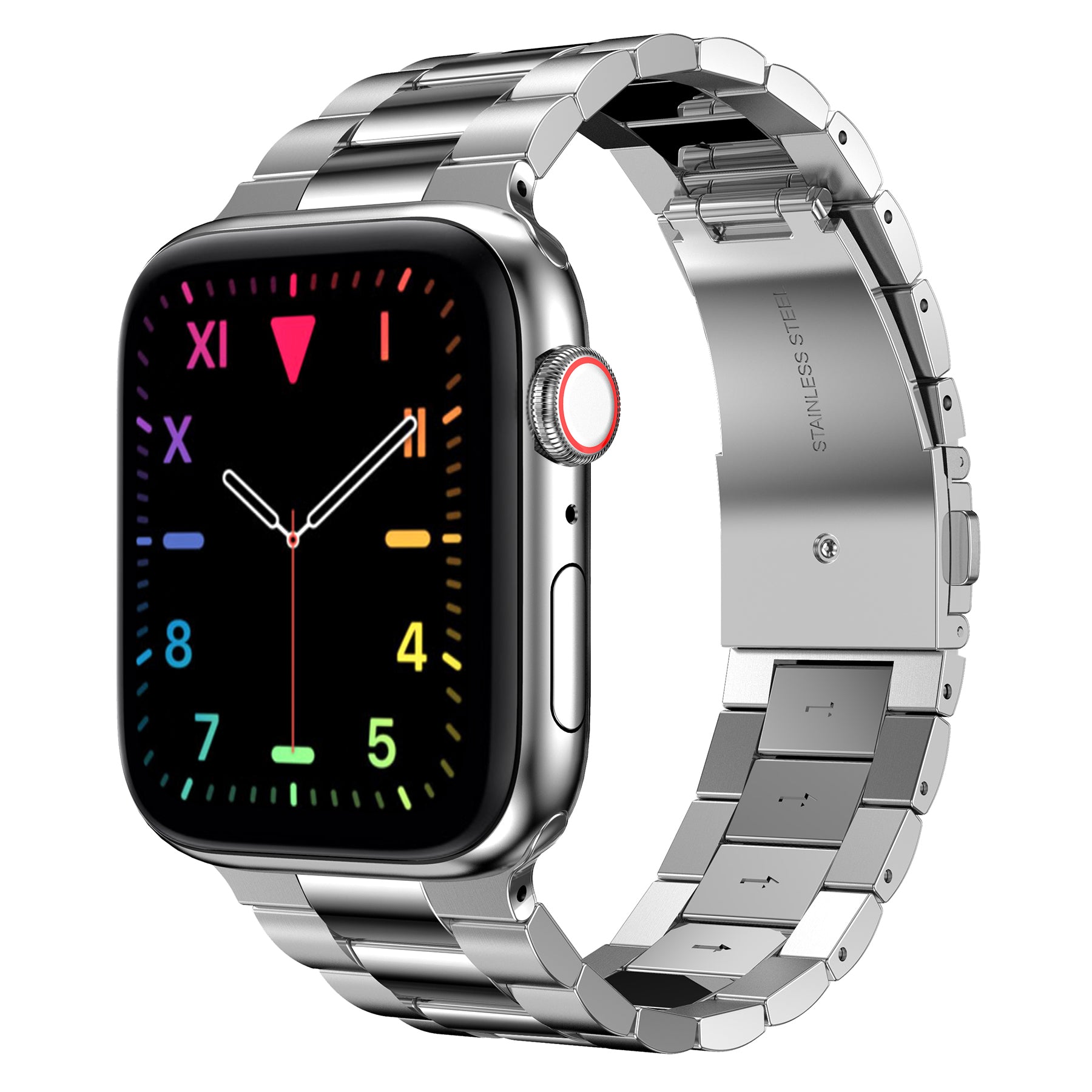 3 Beads Metal Watch Band Stainless Steel Wrist Strap for Apple Watch Ultra 49mm / Series 8 45mm / 7 45mm / Watch Series 6 / SE 44mm / SE (2022) 44mm / 5 / 4 44mm / Watch Series 3 / 2 / 1 42mm - Silver - UNIQBUY