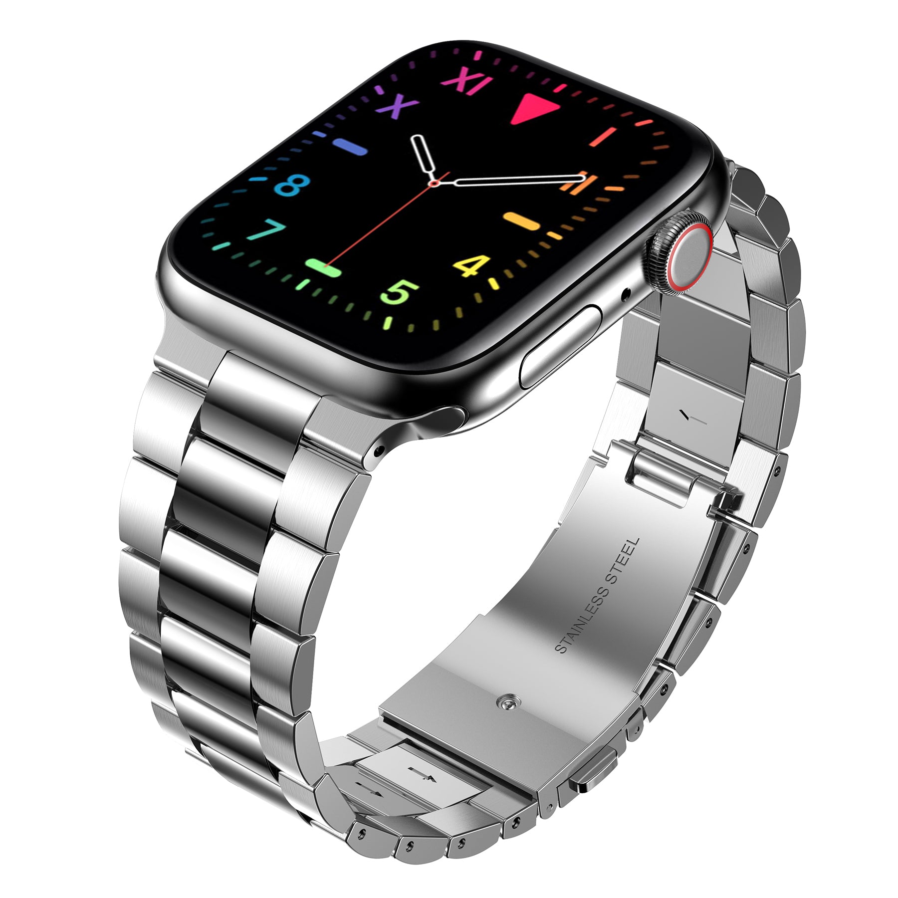 3 Beads Metal Watch Band Stainless Steel Wrist Strap for Apple Watch Ultra 49mm / Series 8 45mm / 7 45mm / Watch Series 6 / SE 44mm / SE (2022) 44mm / 5 / 4 44mm / Watch Series 3 / 2 / 1 42mm - Silver - UNIQBUY
