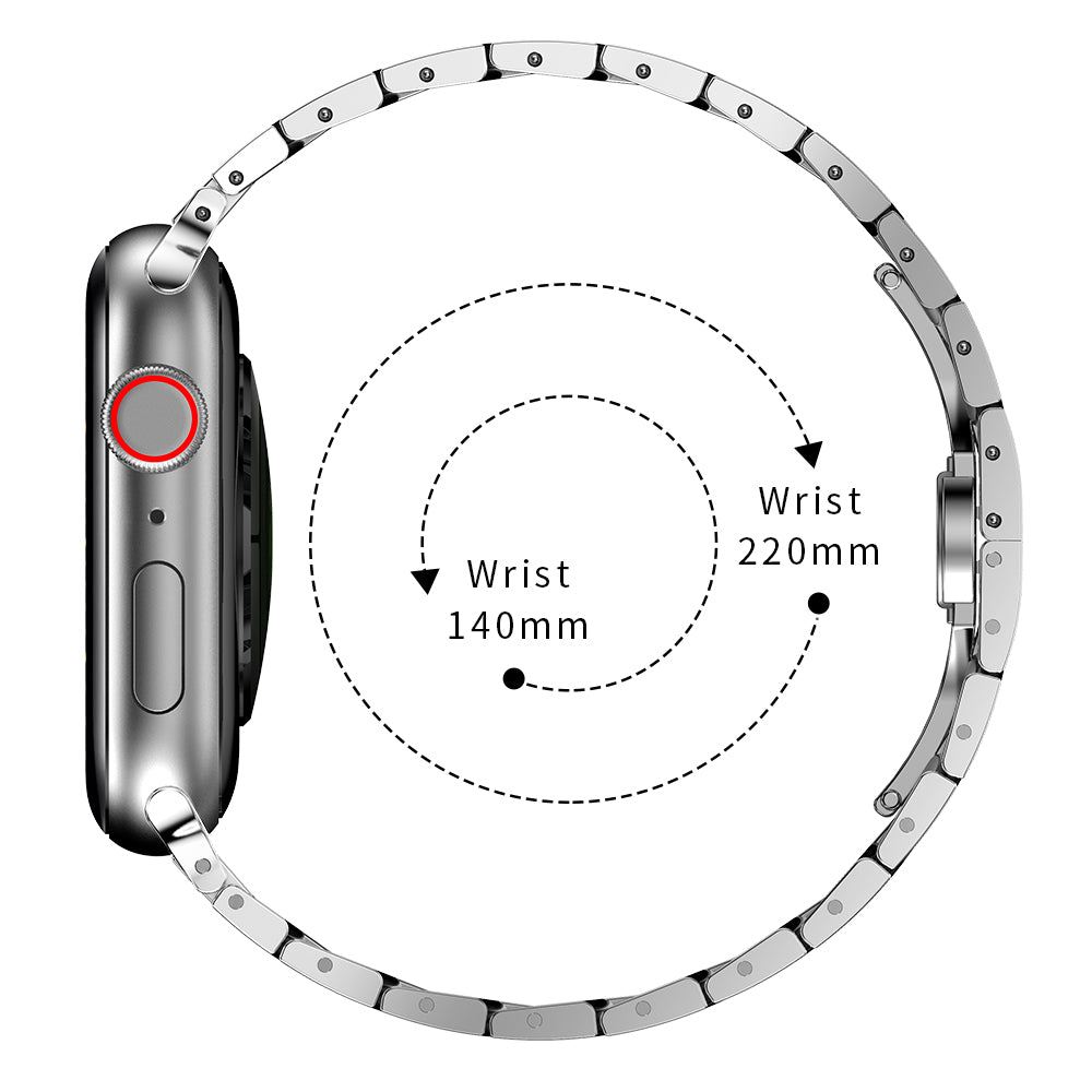 3 Beads Metal Watch Band Stainless Steel Wrist Strap for Apple Watch Ultra 49mm / Series 8 45mm / 7 45mm / Watch Series 6 / SE 44mm / SE (2022) 44mm / 5 / 4 44mm / Watch Series 3 / 2 / 1 42mm - Silver - UNIQBUY