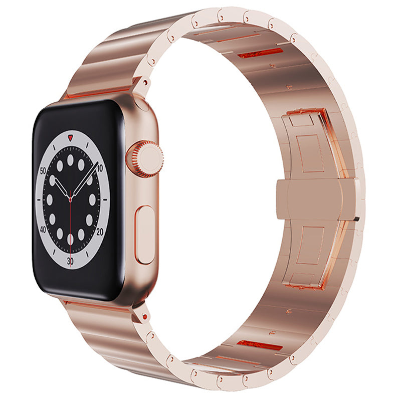 Metal Watch Strap Smart Watch Band Replacement for Apple Watch Series 8 41mm / Series 7 41mm / Watch Series 6 / 5 / 4 / SE / SE(2022) 40mm / Watch Series 1 / 2 / 3 38mm - Rose Gold - UNIQBUY