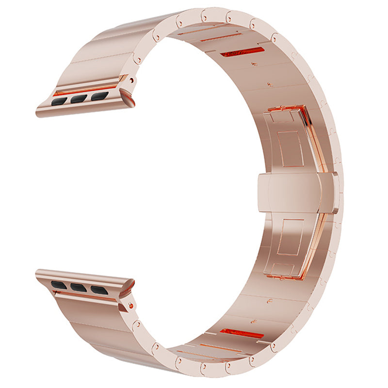 Metal Watch Strap Smart Watch Band Replacement for Apple Watch Series 8 41mm / Series 7 41mm / Watch Series 6 / 5 / 4 / SE / SE(2022) 40mm / Watch Series 1 / 2 / 3 38mm - Rose Gold - UNIQBUY