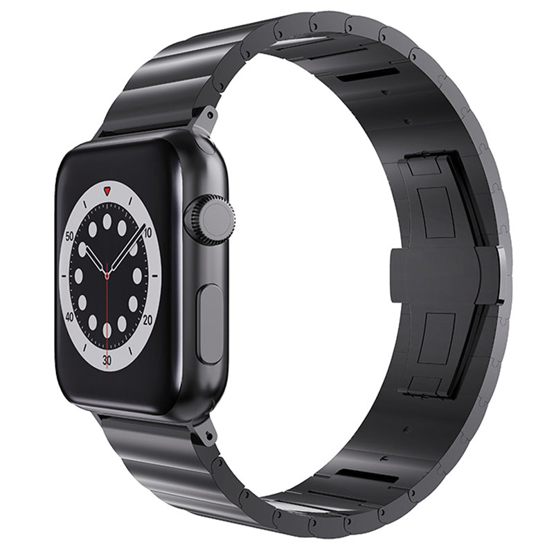 Metal Watch Strap Smart Watch Band Replacement for Apple Watch Series 8 41mm / Series 7 41mm / Watch Series 6 / 5 / 4 / SE / SE(2022) 40mm / Watch Series 1 / 2 / 3 38mm - Black - UNIQBUY