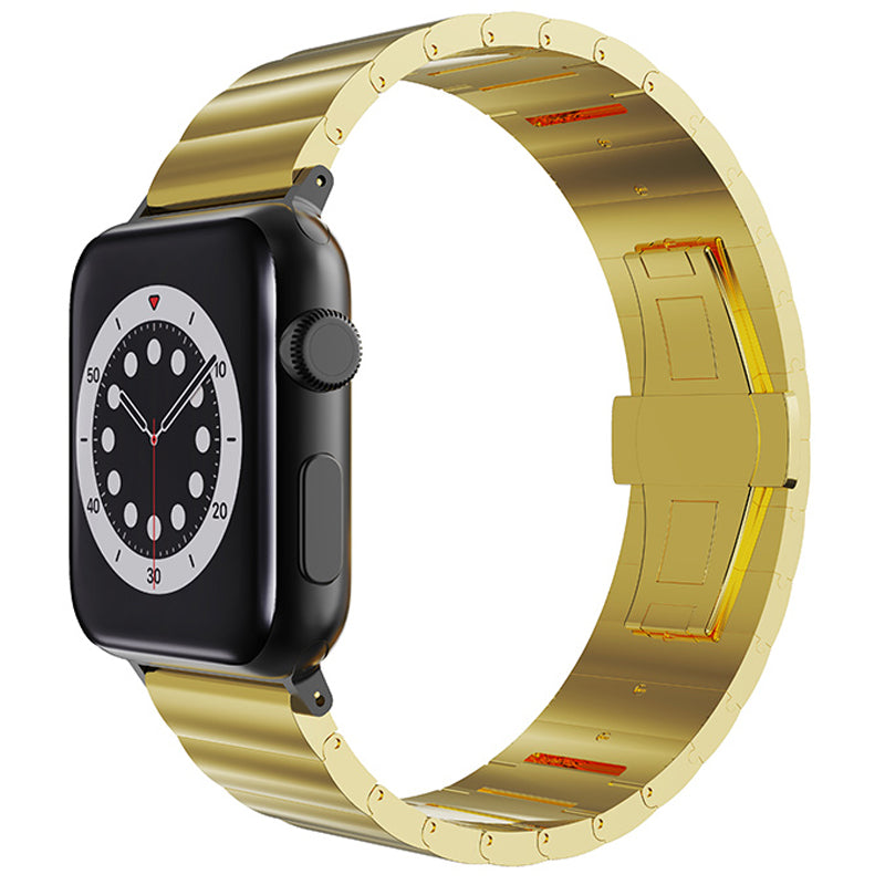Metal Watch Strap Smart Watch Band Replacement for Apple Watch Series 8 41mm / Series 7 41mm / Watch Series 6 / 5 / 4 / SE / SE(2022) 40mm / Watch Series 1 / 2 / 3 38mm - Gold - UNIQBUY