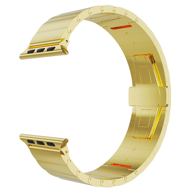 Metal Watch Strap Smart Watch Band Replacement for Apple Watch Series 8 41mm / Series 7 41mm / Watch Series 6 / 5 / 4 / SE / SE(2022) 40mm / Watch Series 1 / 2 / 3 38mm - Gold - UNIQBUY