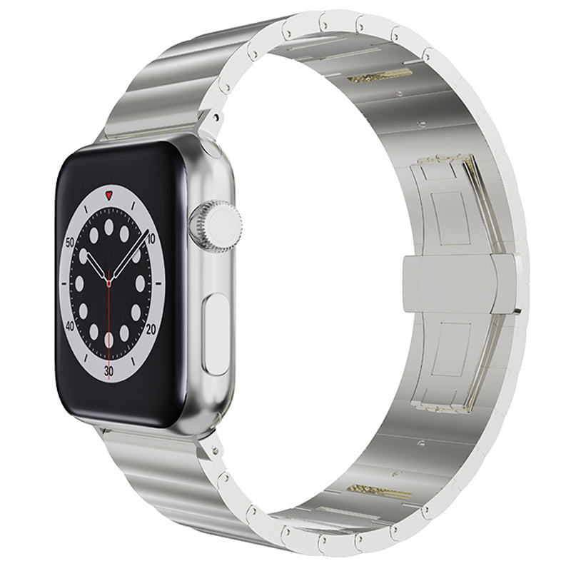 Metal Watch Strap Smart Watch Band Replacement for Apple Watch Series 8 41mm / Series 7 41mm / Watch Series 6 / 5 / 4 / SE / SE(2022) 40mm / Watch Series 1 / 2 / 3 38mm - Silver - UNIQBUY
