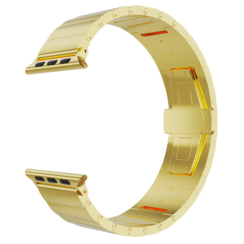 Smart Watch Band Metal Watch Strap Replacement for Apple Watch Ultra 49mm / Series 8 45mm / 7 45mm / Watch Series 6 / 5 / 4 / SE 44mm / SE (2022) 44mm / Watch Series 1 / 2 / 3 42mm - Gold - UNIQBUY