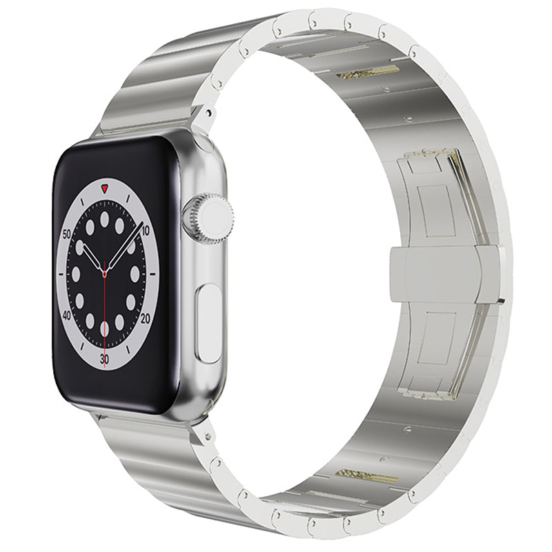 Smart Watch Band Metal Watch Strap Replacement for Apple Watch Ultra 49mm / Series 8 45mm / 7 45mm / Watch Series 6 / 5 / 4 / SE 44mm / SE (2022) 44mm / Watch Series 1 / 2 / 3 42mm - Silver - UNIQBUY