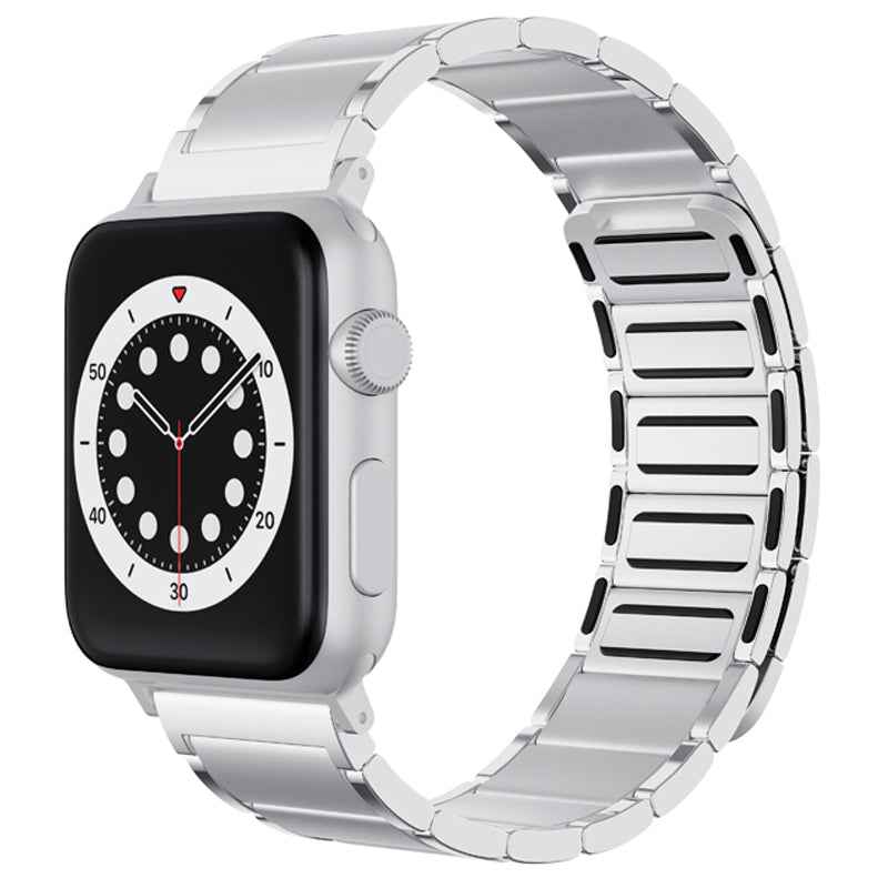 Magnetic Absorption Watch Band Adjustable Metal Wrist Strap Replacement for Apple Watch Ultra 49mm / Series 8 45mm / 7 45mm / 6 / 5 / 4 / SE 44mm / SE (2022) 44mm / 3 / 2 / 1 42mm - Silver