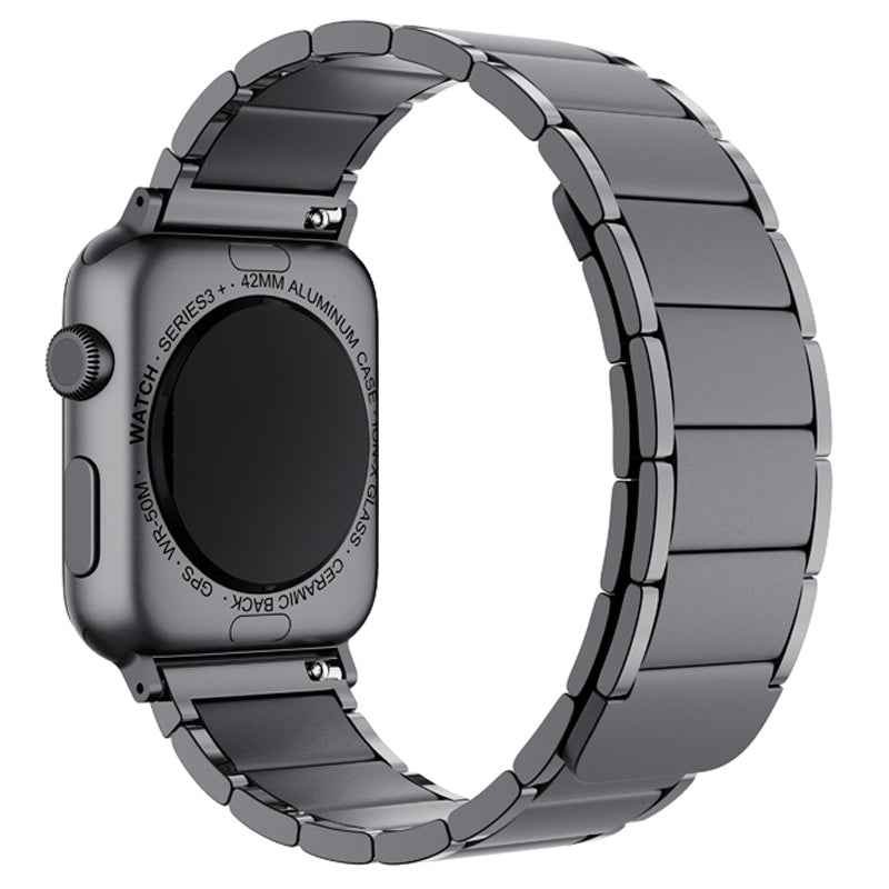 Magnetic Absorption Watch Band Adjustable Metal Wrist Strap Replacement for Apple Watch Ultra 49mm / Series 8 45mm / 7 45mm / 6 / 5 / 4 / SE 44mm / SE (2022) 44mm / 3 / 2 / 1 42mm - Black