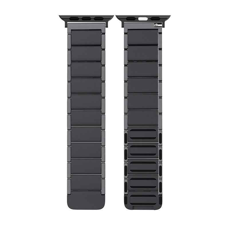 Magnetic Absorption Watch Band Adjustable Metal Wrist Strap Replacement for Apple Watch Ultra 49mm / Series 8 45mm / 7 45mm / 6 / 5 / 4 / SE 44mm / SE (2022) 44mm / 3 / 2 / 1 42mm - Black