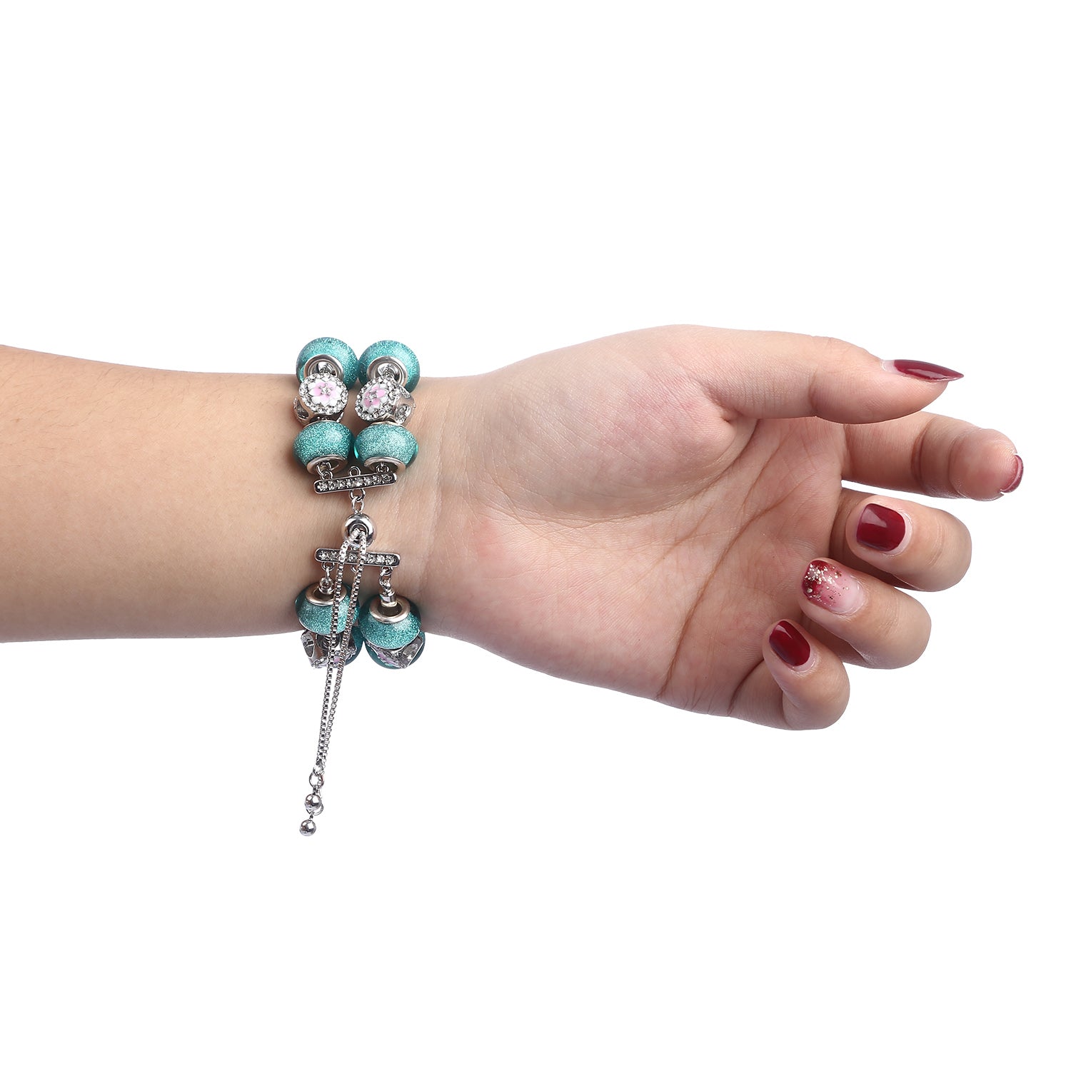 Stylish Style Metal+Wooden Beads Bracelet Smart Watch Band Replacement Watch Strap for Apple Watch Ultra 49mm / Series 8 45mm / 7 45mm / 6 / 5 / 4 / SE 44mm / SE (2022) 44mm / 3 / 2 / 1 42mm - Blue - UNIQBUY