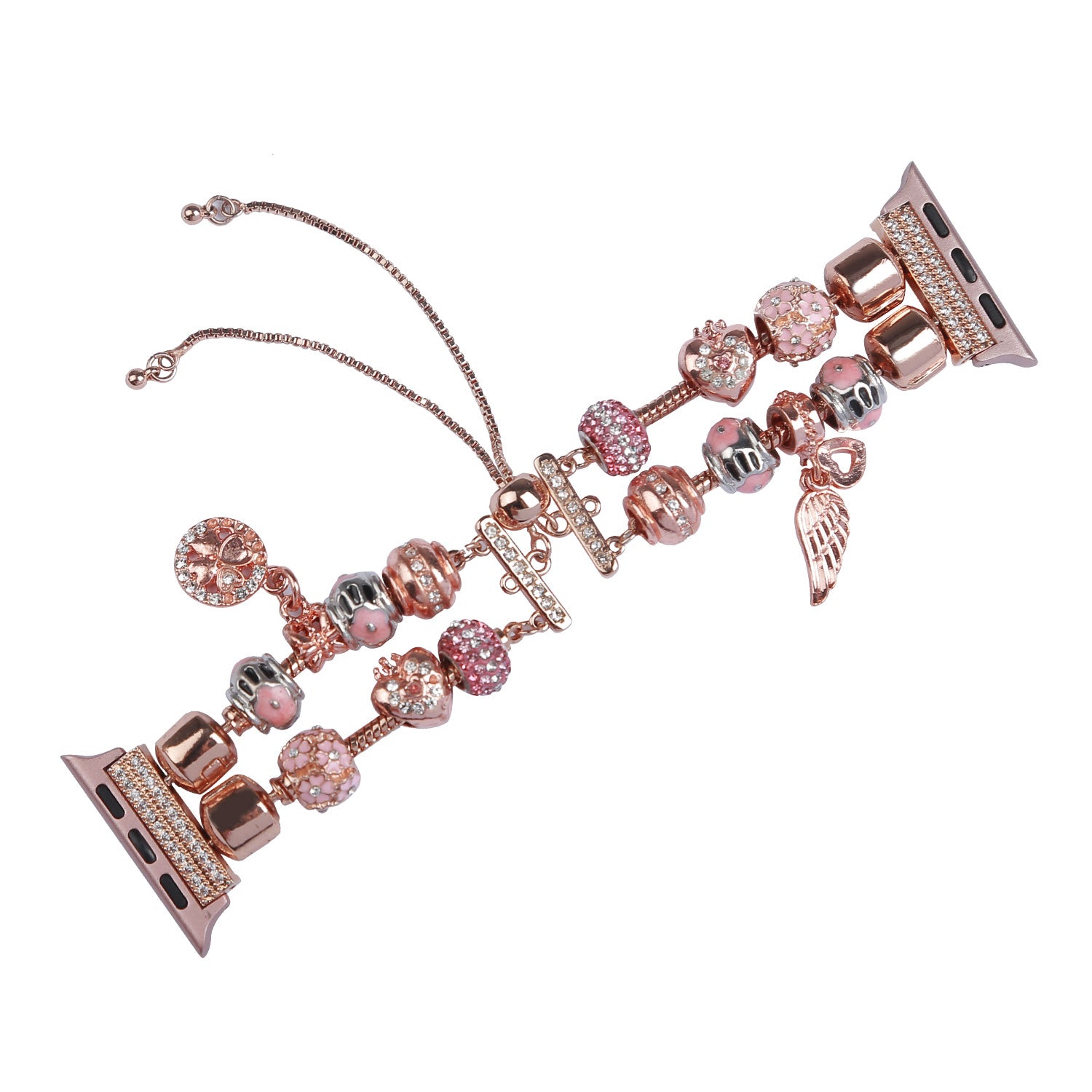 Retro Style Metal / Wooden Beads Smart Watch Band Replacement Watch Strap Bracelet for Apple Watch Series 8 41mm / Series 7 41mm / 6 / 5 / 4 / SE / SE(2022) 40mm / 3 / 2 / 1 38mm - Rose Gold - UNIQBUY