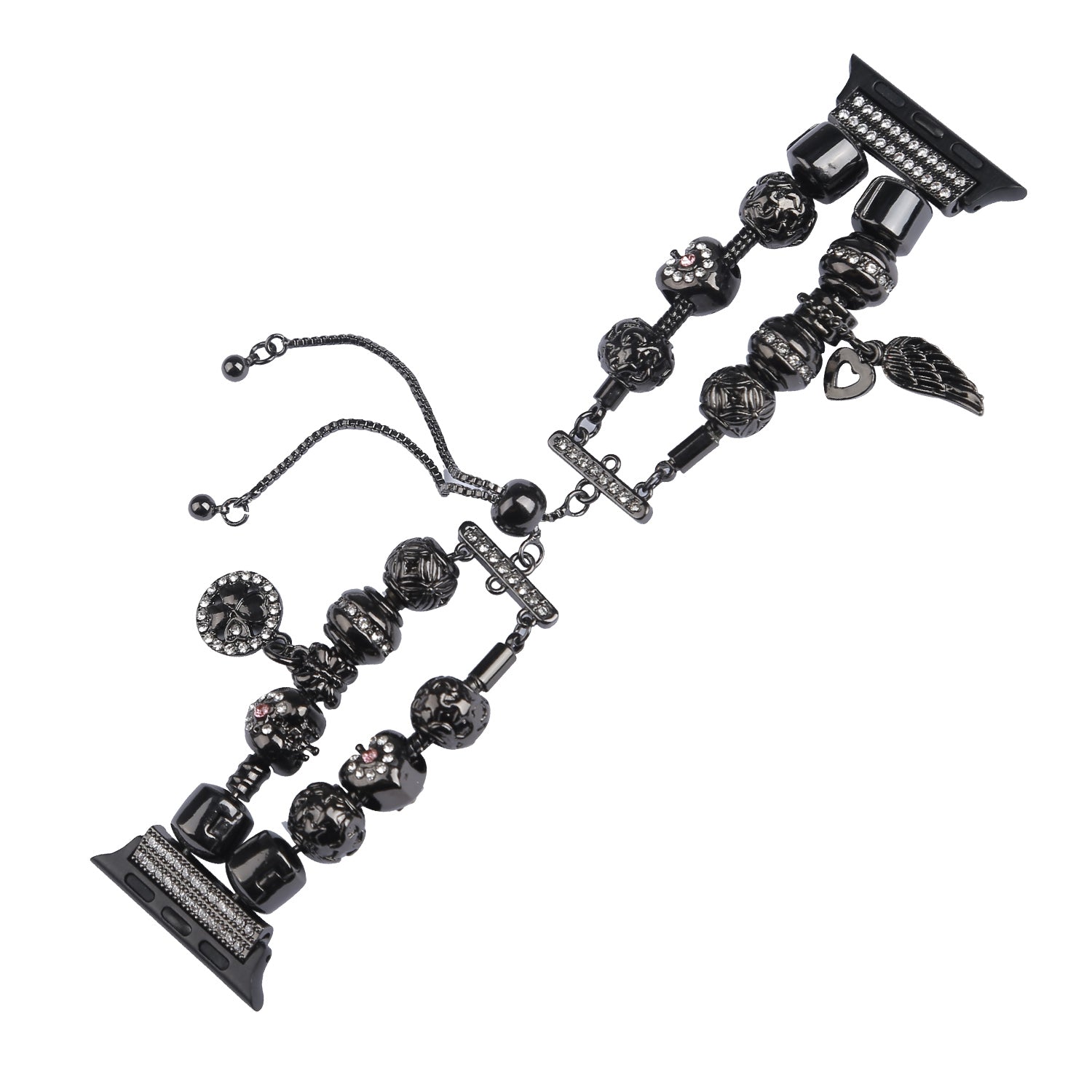 Retro Style Metal / Wooden Beads Smart Watch Band Replacement Watch Strap Bracelet for Apple Watch Series 8 41mm / Series 7 41mm / 6 / 5 / 4 / SE / SE(2022) 40mm / 3 / 2 / 1 38mm - Black - UNIQBUY
