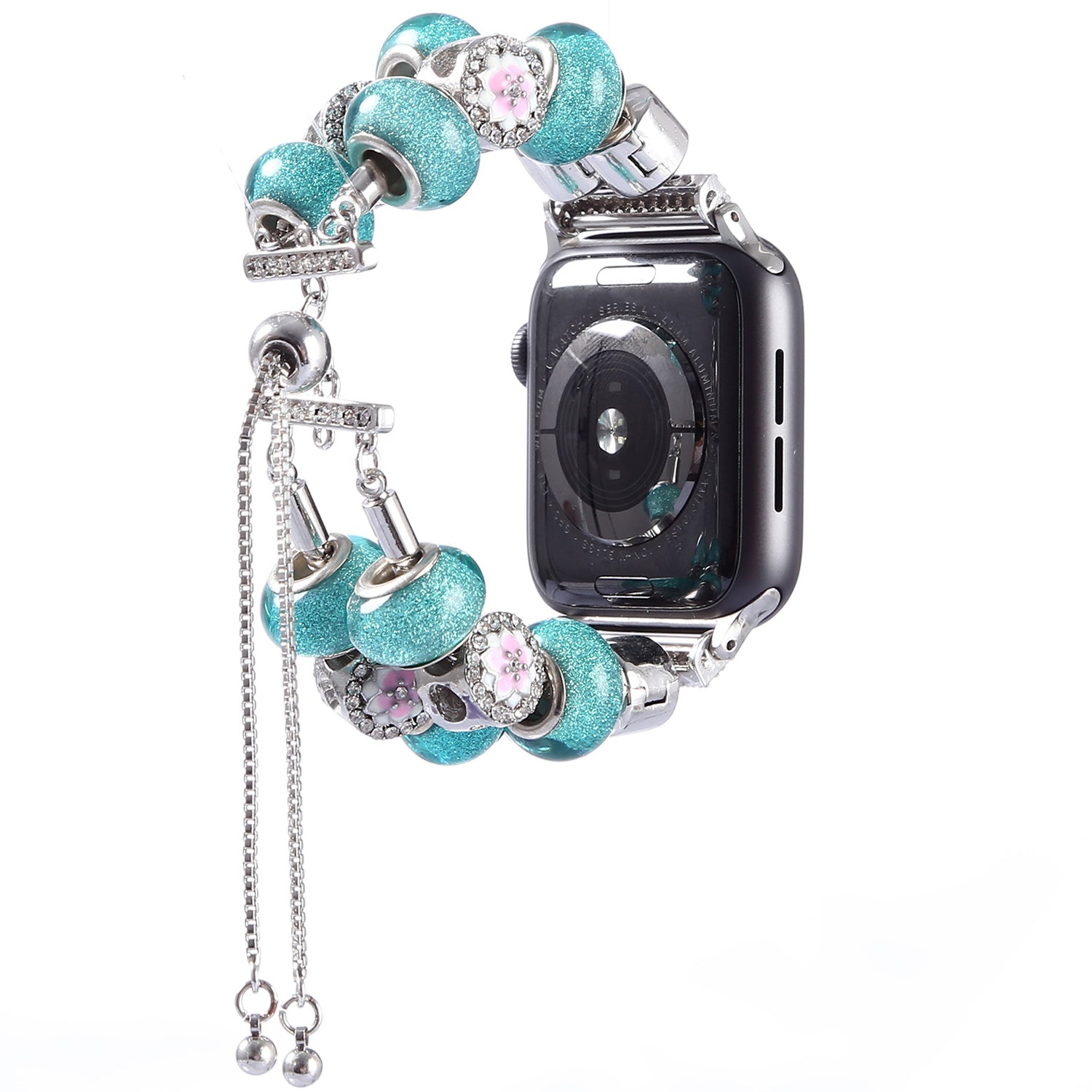 Retro Style Metal / Wooden Beads Smart Watch Band Replacement Watch Strap Bracelet for Apple Watch Series 8 41mm / Series 7 41mm / 6 / 5 / 4 / SE / SE(2022) 40mm / 3 / 2 / 1 38mm - Blue - UNIQBUY