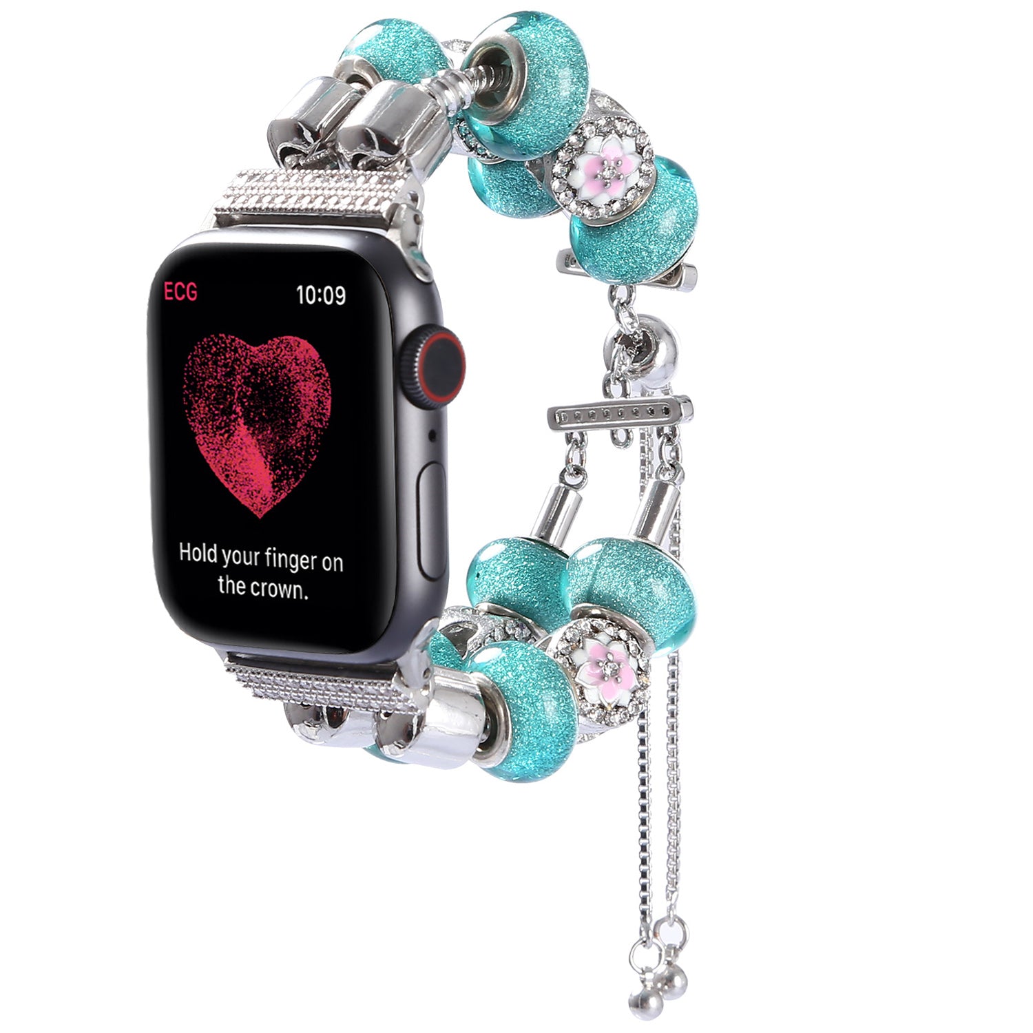 Retro Style Metal / Wooden Beads Smart Watch Band Replacement Watch Strap Bracelet for Apple Watch Series 8 41mm / Series 7 41mm / 6 / 5 / 4 / SE / SE(2022) 40mm / 3 / 2 / 1 38mm - Blue - UNIQBUY