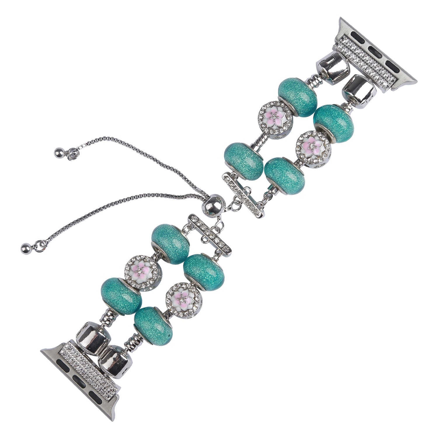 Retro Style Metal / Wooden Beads Smart Watch Band Replacement Watch Strap Bracelet for Apple Watch Series 8 41mm / Series 7 41mm / 6 / 5 / 4 / SE / SE(2022) 40mm / 3 / 2 / 1 38mm - Blue - UNIQBUY