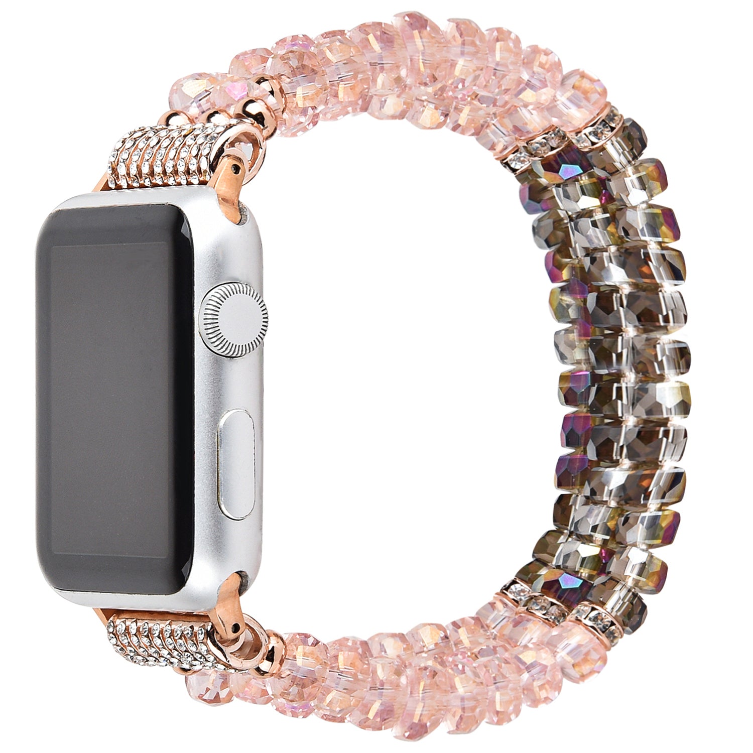 Exquisite Crystal Pearls Bracelet Watch Band for Apple Watch Ultra 49mm / Series 8 45mm / 7 45mm / SE 44mm / SE (2022) 44mm / Series 6 / 5 / 4 44mm / Series 3 / 2 / 1 42mm - Crystal Pink - UNIQBUY