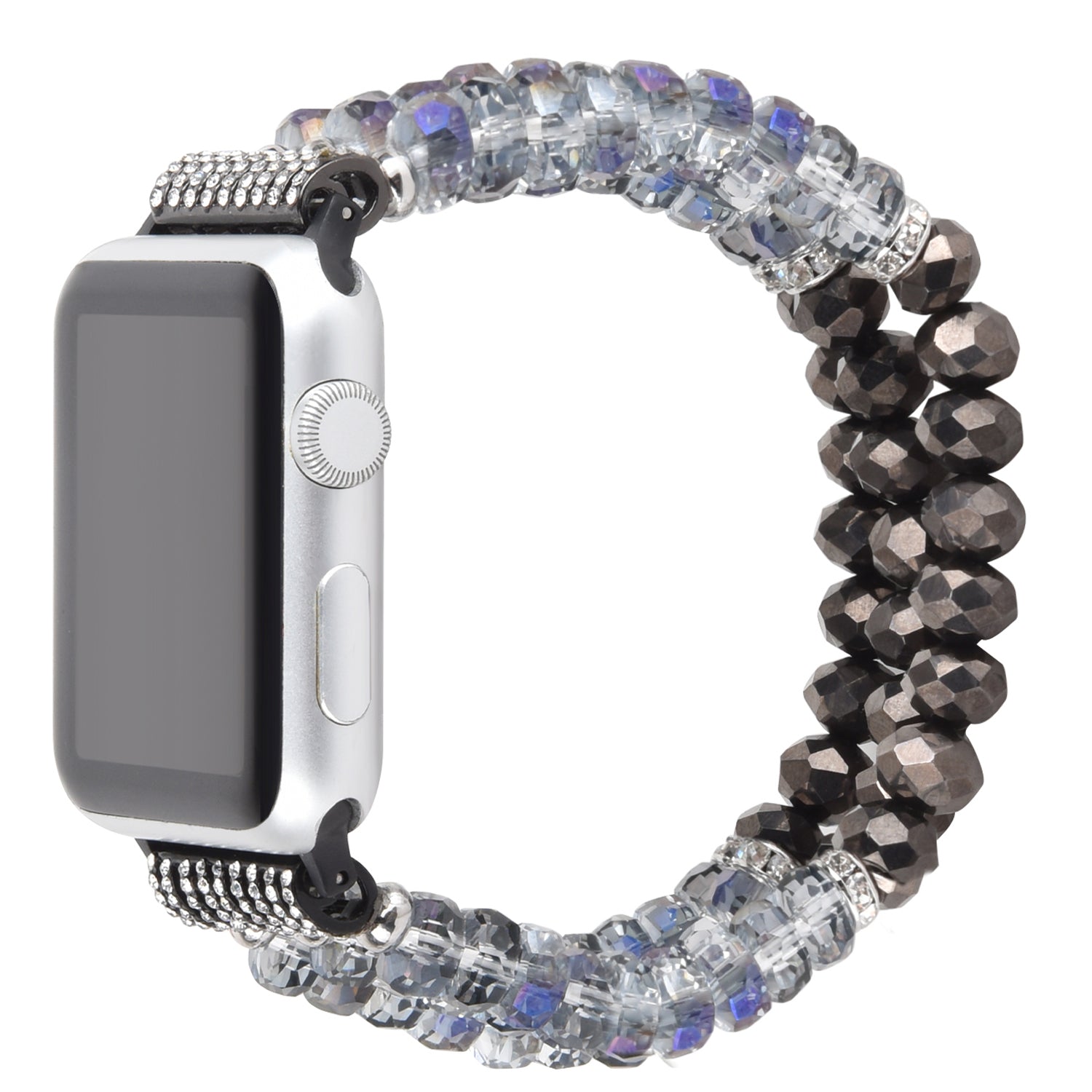 Exquisite Crystal Pearls Bracelet Watch Band for Apple Watch Ultra 49mm / Series 8 45mm / 7 45mm / SE 44mm / SE (2022) 44mm / Series 6 / 5 / 4 44mm / Series 3 / 2 / 1 42mm - Crystal Grey - UNIQBUY