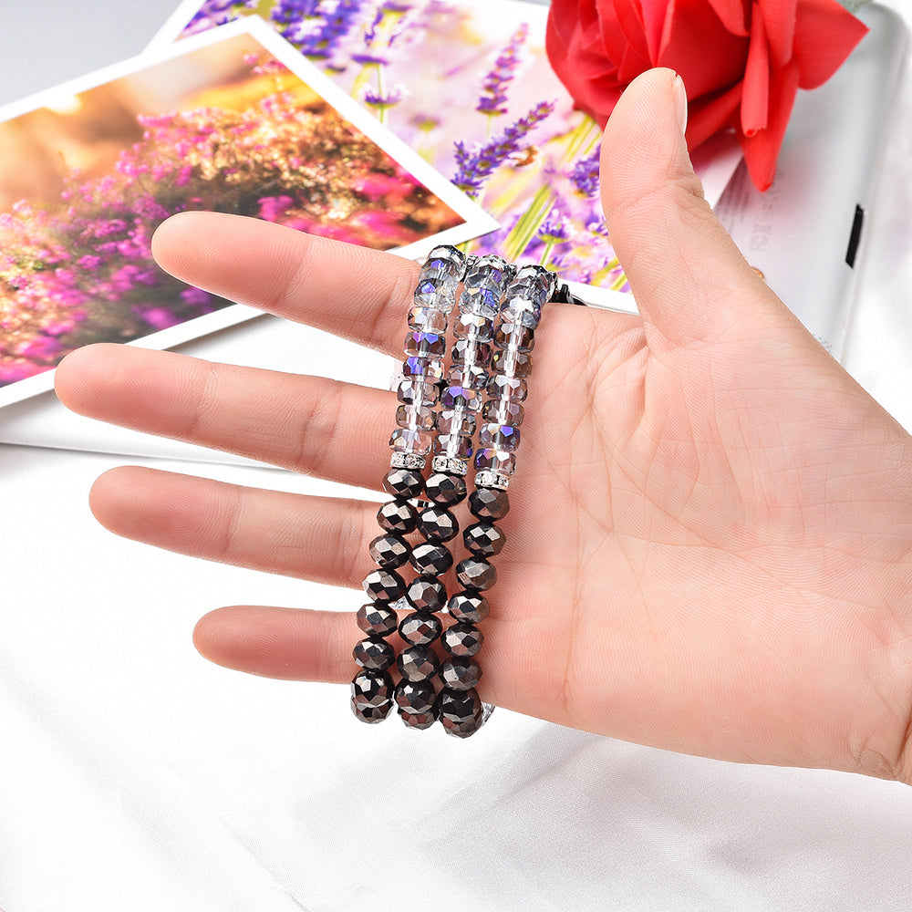 Exquisite Crystal Pearls Bracelet Watch Band for Apple Watch Ultra 49mm / Series 8 45mm / 7 45mm / SE 44mm / SE (2022) 44mm / Series 6 / 5 / 4 44mm / Series 3 / 2 / 1 42mm - Crystal Grey - UNIQBUY