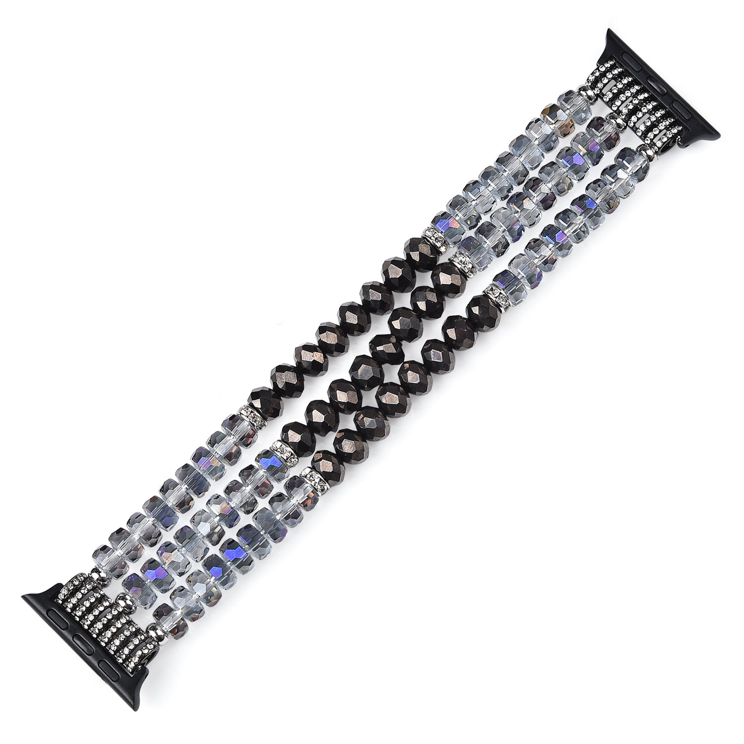 Exquisite Crystal Pearls Bracelet Watch Band for Apple Watch Ultra 49mm / Series 8 45mm / 7 45mm / SE 44mm / SE (2022) 44mm / Series 6 / 5 / 4 44mm / Series 3 / 2 / 1 42mm - Crystal Grey - UNIQBUY