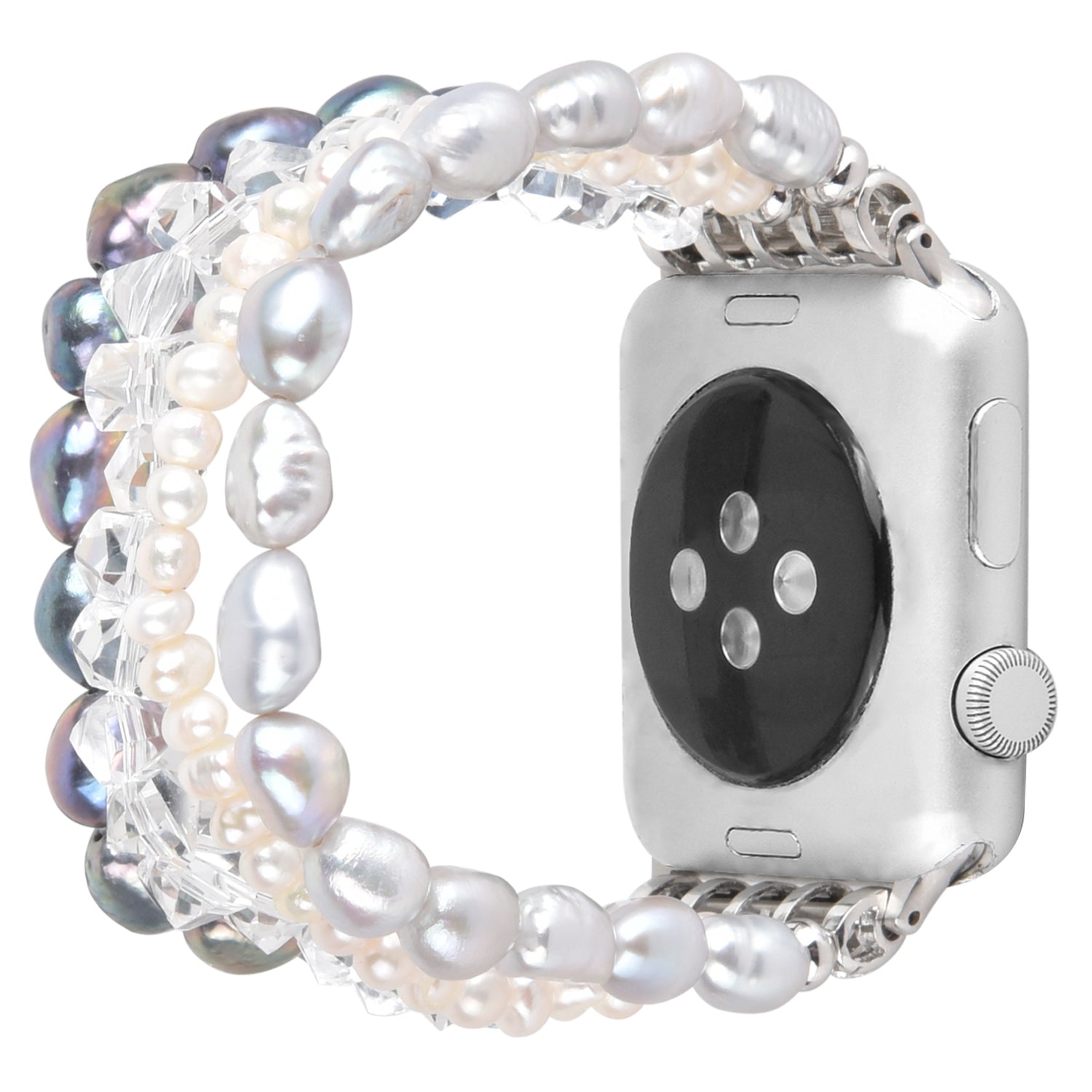 Exquisite Crystal Pearls Bracelet Watch Band for Apple Watch Ultra 49mm / Series 8 45mm / 7 45mm / SE 44mm / SE (2022) 44mm / Series 6 / 5 / 4 44mm / Series 3 / 2 / 1 42mm - Pearl / White Crystal - UNIQBUY