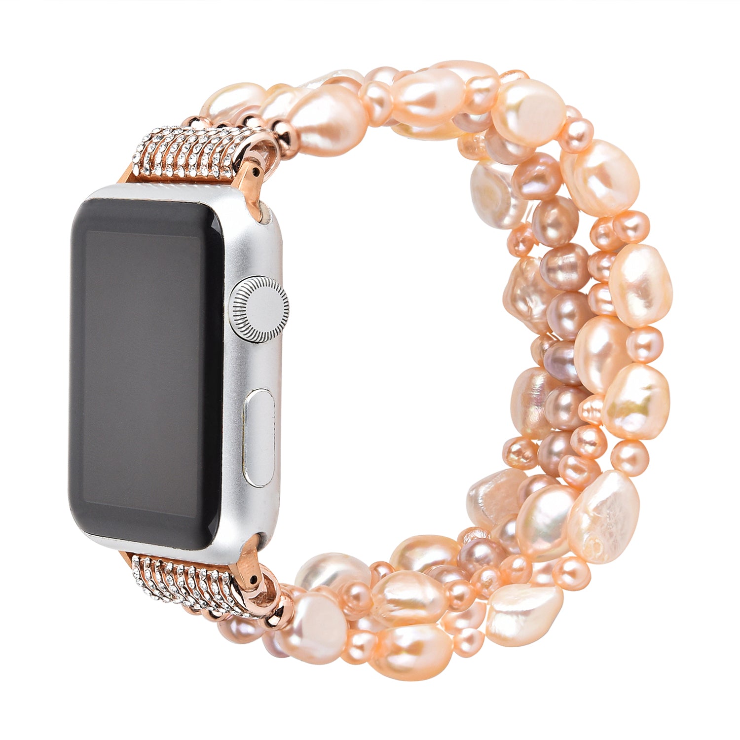 Exquisite Crystal Pearls Bracelet Watch Band for Apple Watch Ultra 49mm / Series 8 45mm / 7 45mm / SE 44mm / SE (2022) 44mm / Series 6 / 5 / 4 44mm / Series 3 / 2 / 1 42mm - Pearl Pink - UNIQBUY
