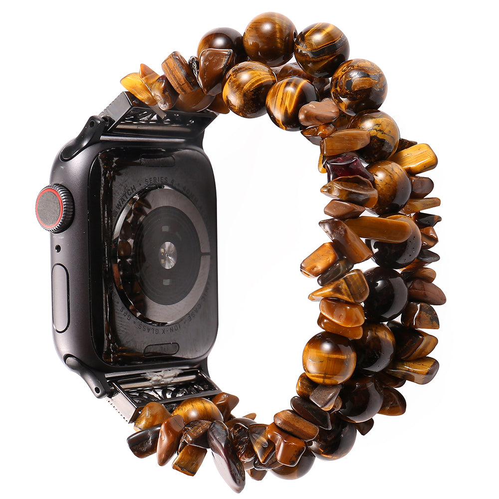 Natural Stones Watch Strap Replacement Wrist Band Bracelet for Apple Watch Series 8 41mm / Series 7 41mm / SE / SE(2022) / Series 6 / 5 / 4 40mm / Series 3 / 2 / 1 38mm - Brown - UNIQBUY