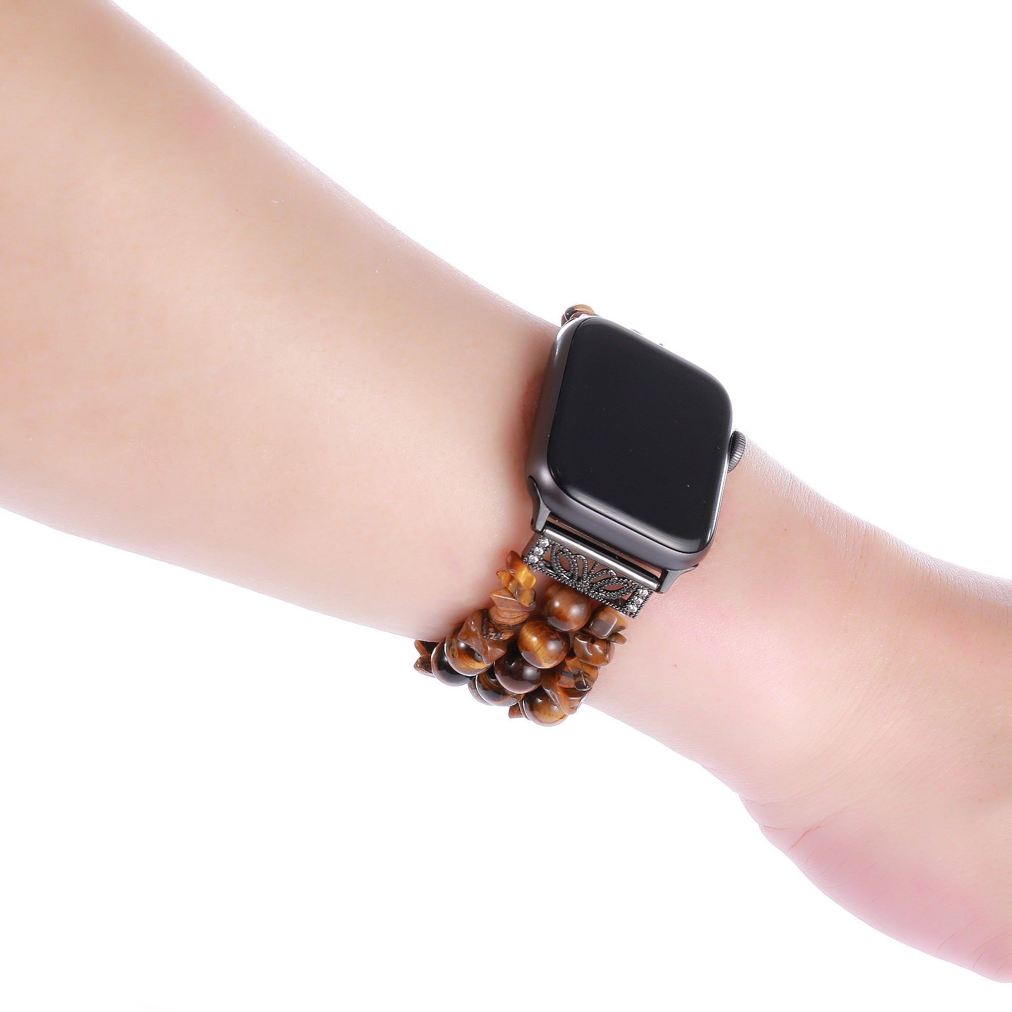 Natural Stones Watch Strap Replacement Wrist Band Bracelet for Apple Watch Series 8 41mm / Series 7 41mm / SE / SE(2022) / Series 6 / 5 / 4 40mm / Series 3 / 2 / 1 38mm - Brown - UNIQBUY