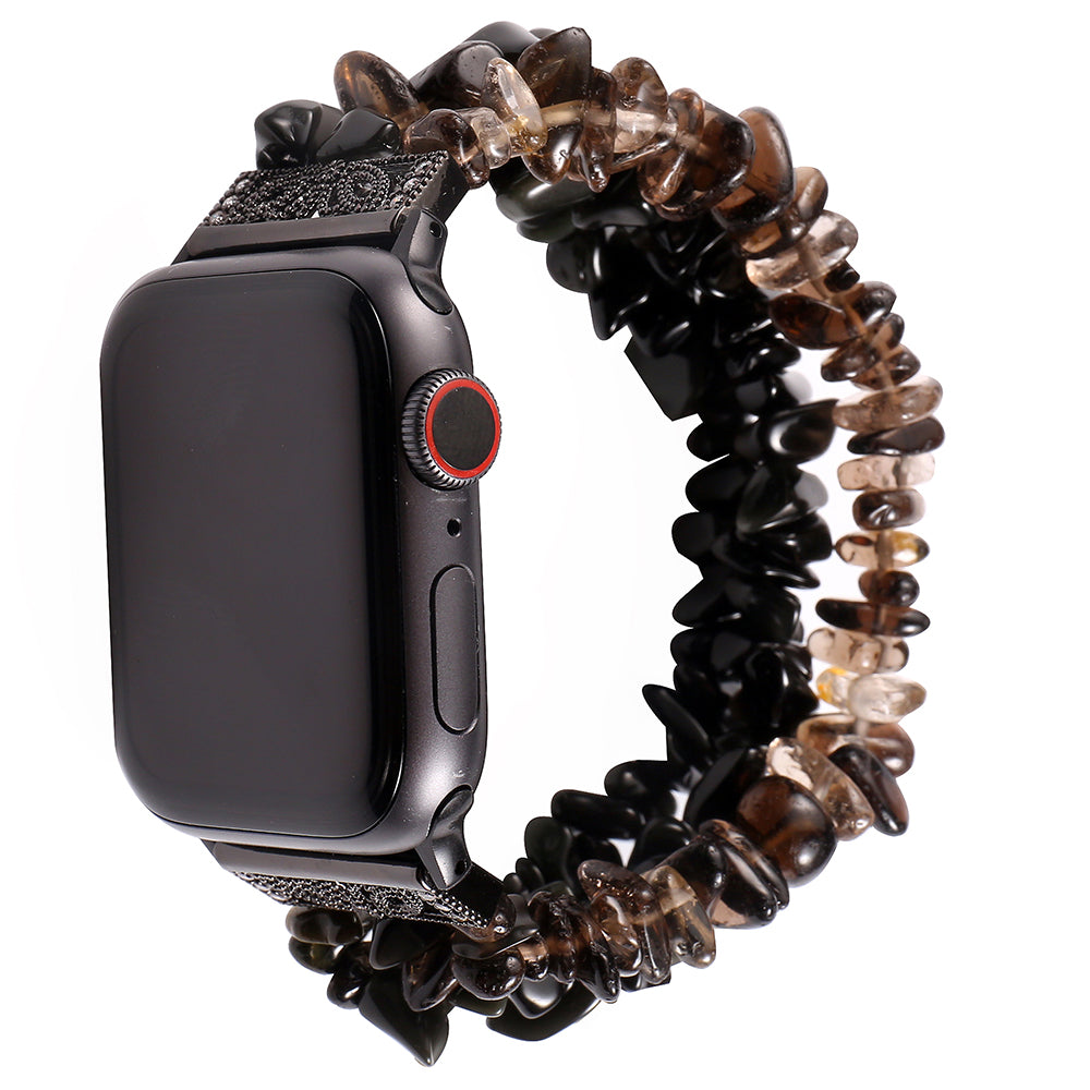 Natural Stones Watch Strap Replacement Wrist Band Bracelet for Apple Watch Series 8 41mm / Series 7 41mm / SE / SE(2022) / Series 6 / 5 / 4 40mm / Series 3 / 2 / 1 38mm - Black - UNIQBUY