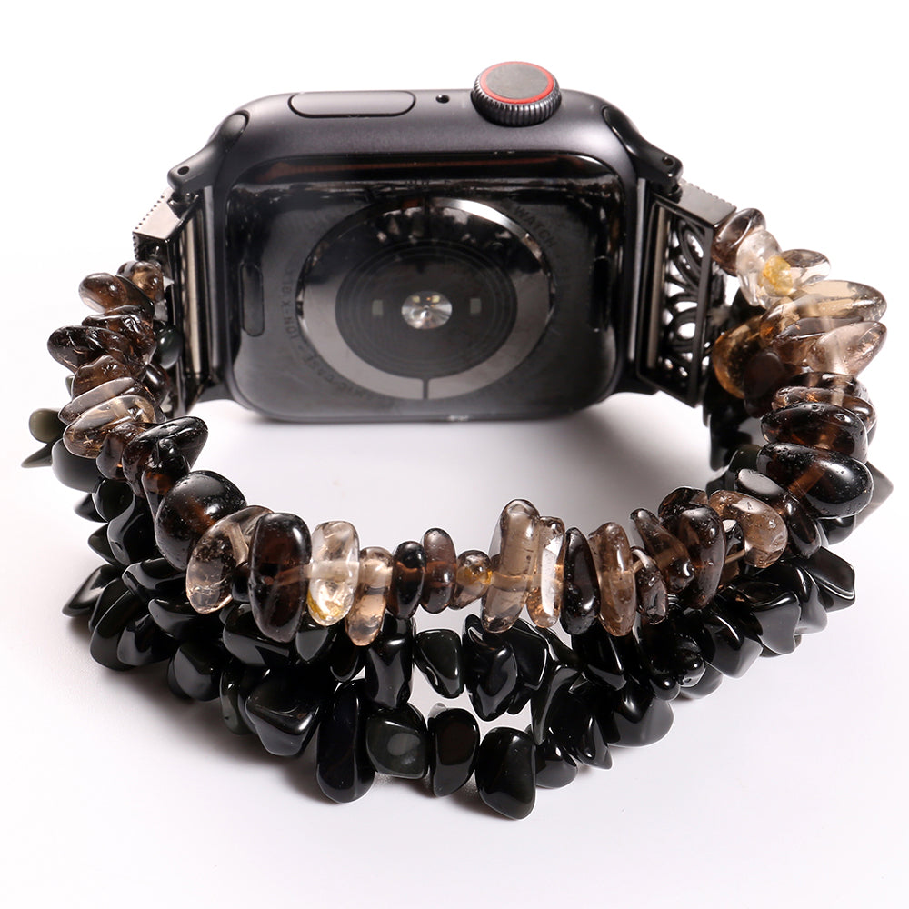 Natural Stones Watch Strap Replacement Wrist Band Bracelet for Apple Watch Series 8 41mm / Series 7 41mm / SE / SE(2022) / Series 6 / 5 / 4 40mm / Series 3 / 2 / 1 38mm - Black - UNIQBUY