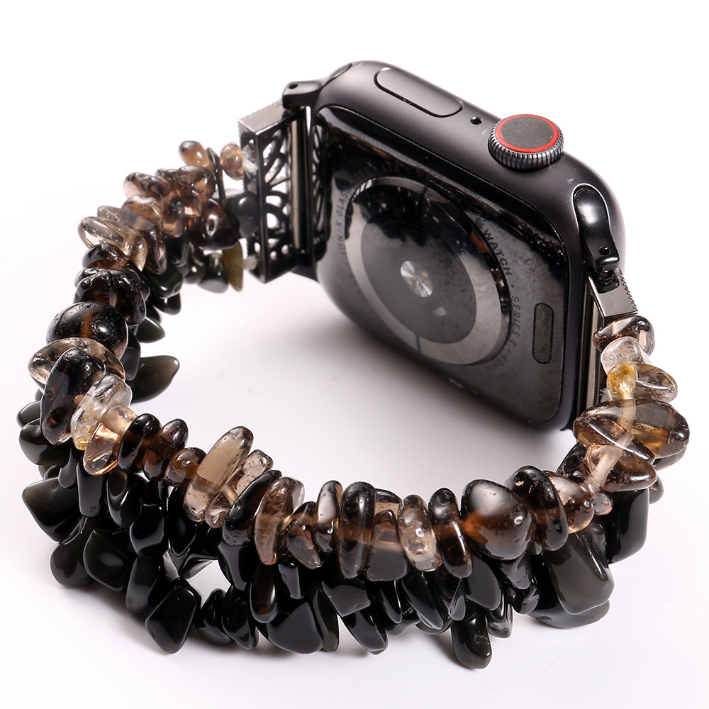 Natural Stones Watch Strap Replacement Wrist Band Bracelet for Apple Watch Series 8 41mm / Series 7 41mm / SE / SE(2022) / Series 6 / 5 / 4 40mm / Series 3 / 2 / 1 38mm - Black - UNIQBUY