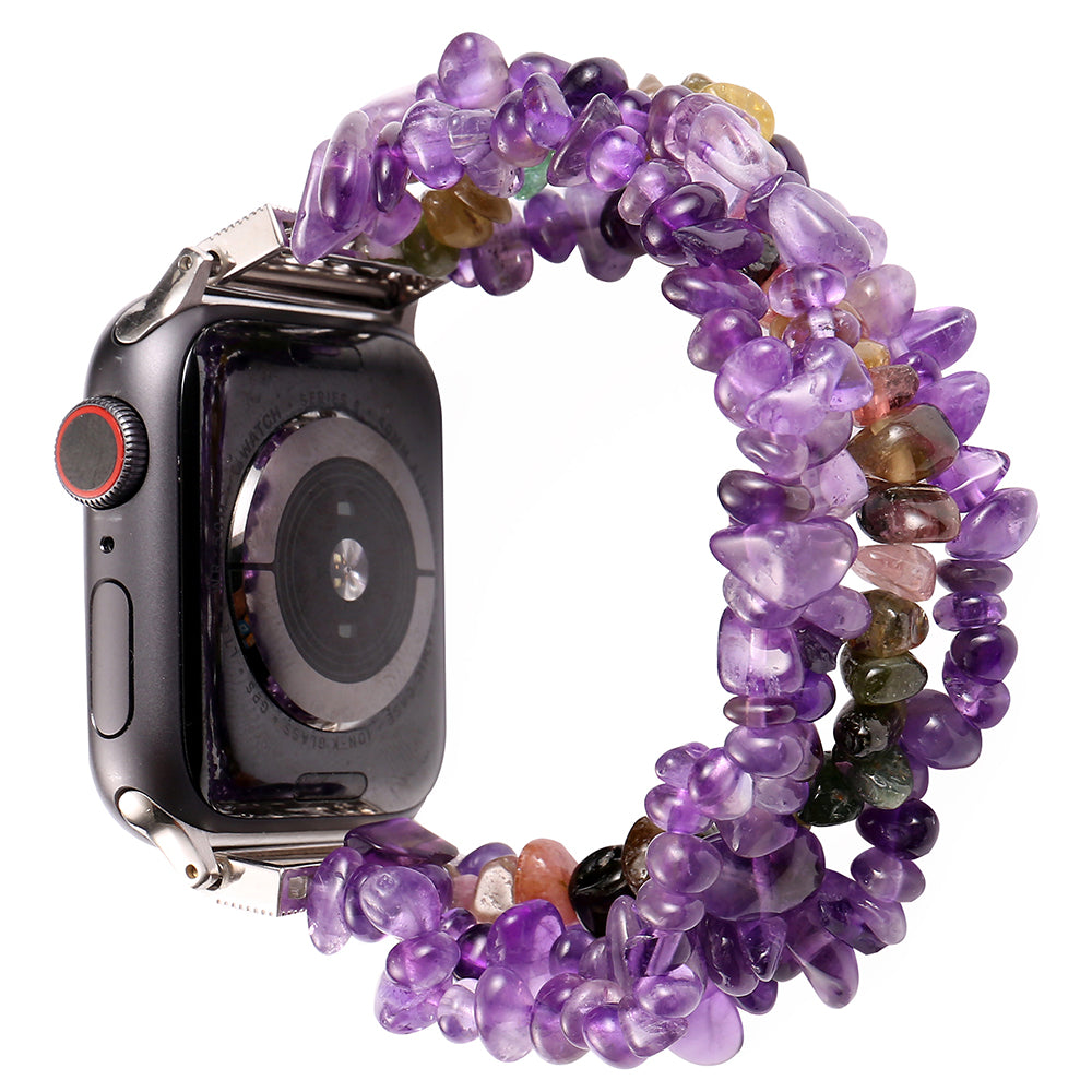 Natural Stones Watch Strap Replacement Wrist Band Bracelet for Apple Watch Series 8 41mm / Series 7 41mm / SE / SE(2022) / Series 6 / 5 / 4 40mm / Series 3 / 2 / 1 38mm - Purple - UNIQBUY