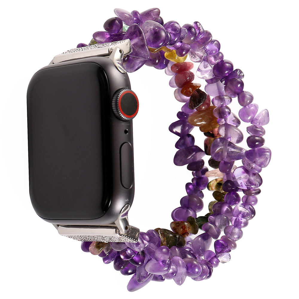 Natural Stones Watch Strap Replacement Wrist Band Bracelet for Apple Watch Series 8 41mm / Series 7 41mm / SE / SE(2022) / Series 6 / 5 / 4 40mm / Series 3 / 2 / 1 38mm - Purple - UNIQBUY