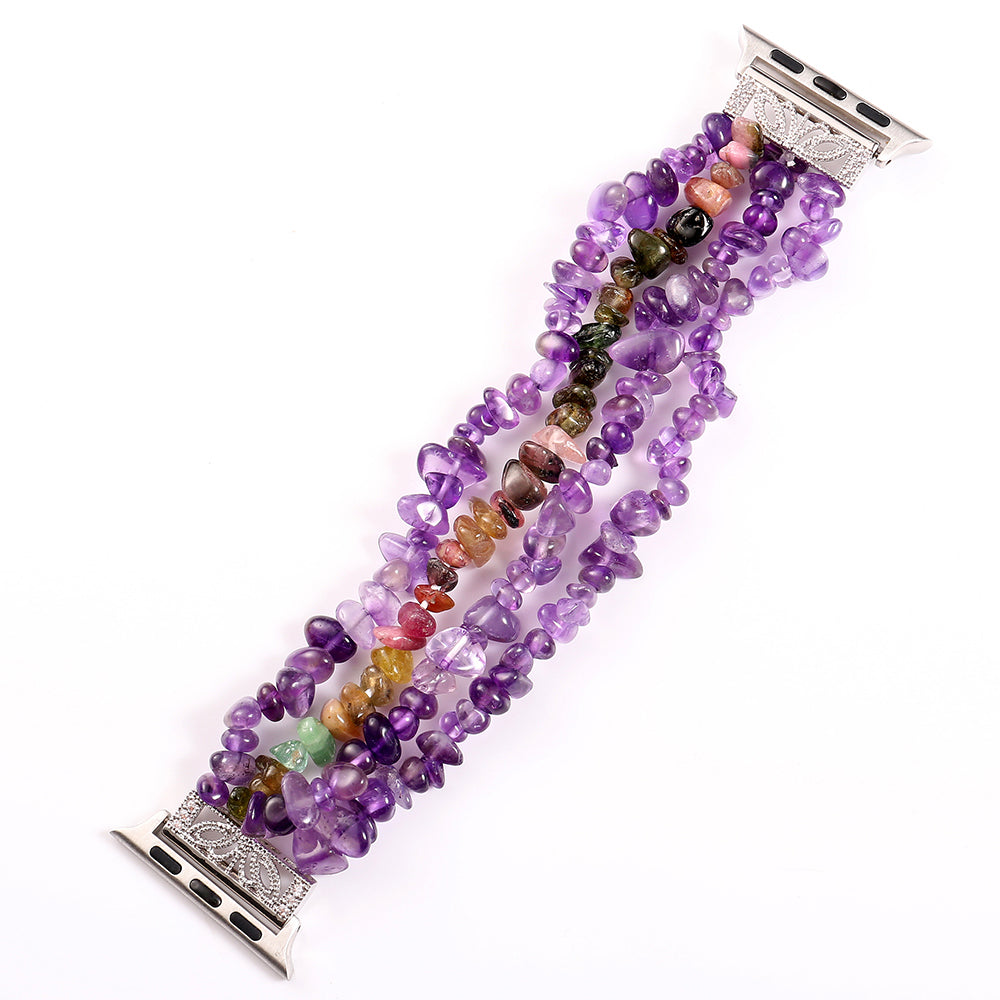 Natural Stones Watch Strap Replacement Wrist Band Bracelet for Apple Watch Series 8 41mm / Series 7 41mm / SE / SE(2022) / Series 6 / 5 / 4 40mm / Series 3 / 2 / 1 38mm - Purple - UNIQBUY