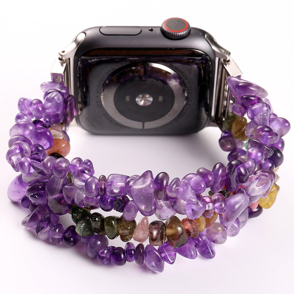Natural Stones Watch Strap Replacement Wrist Band Bracelet for Apple Watch Series 8 41mm / Series 7 41mm / SE / SE(2022) / Series 6 / 5 / 4 40mm / Series 3 / 2 / 1 38mm - Purple - UNIQBUY