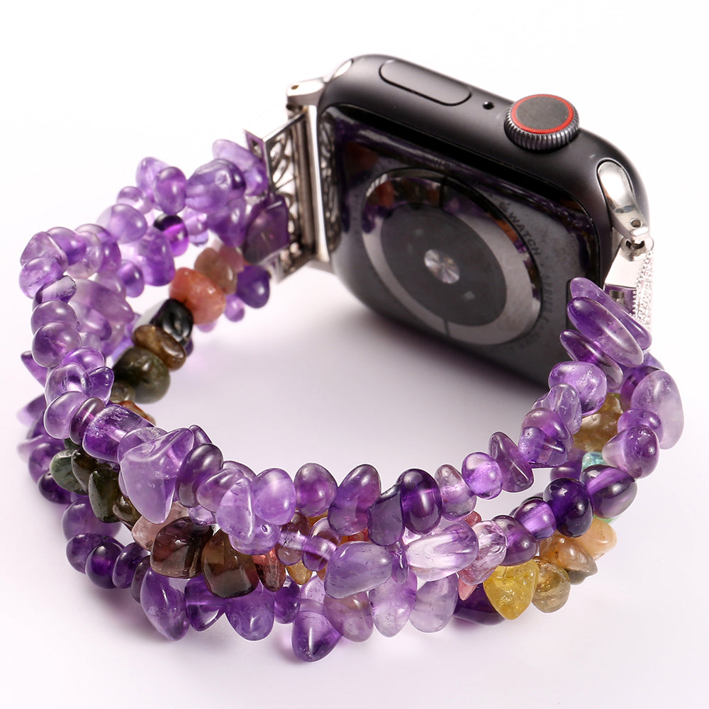 Natural Stones Watch Strap Replacement Wrist Band Bracelet for Apple Watch Series 8 41mm / Series 7 41mm / SE / SE(2022) / Series 6 / 5 / 4 40mm / Series 3 / 2 / 1 38mm - Purple - UNIQBUY
