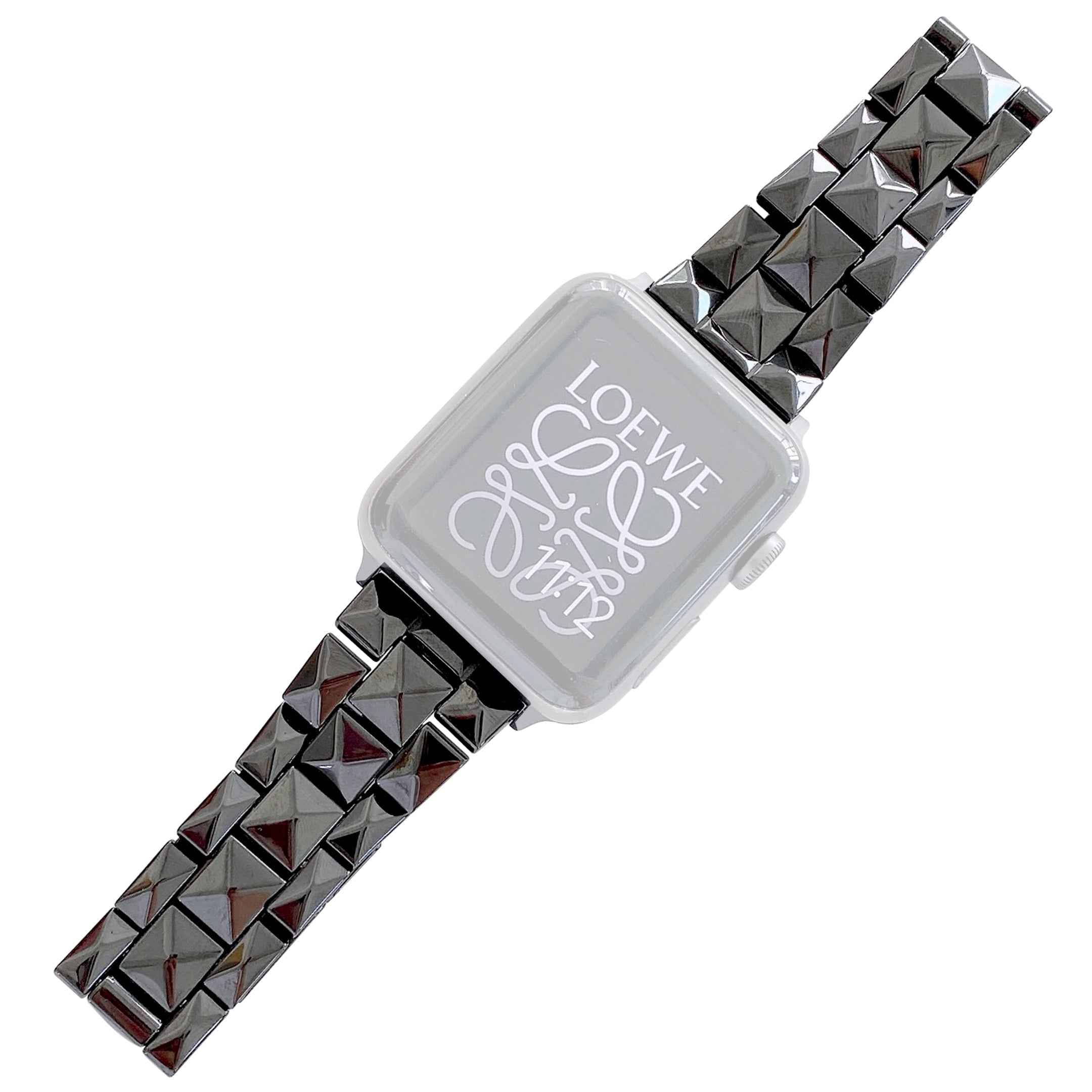 Rhombus Grid Design Ceramic Watch Band Strap for Apple Watch Ultra 49mm / Series 8 45mm / 7 45mm / SE 44mm / SE (2022) 44mm / Series 6 / 5 / 4 44mm / Series 3 / 2 / 1 42mm - Black