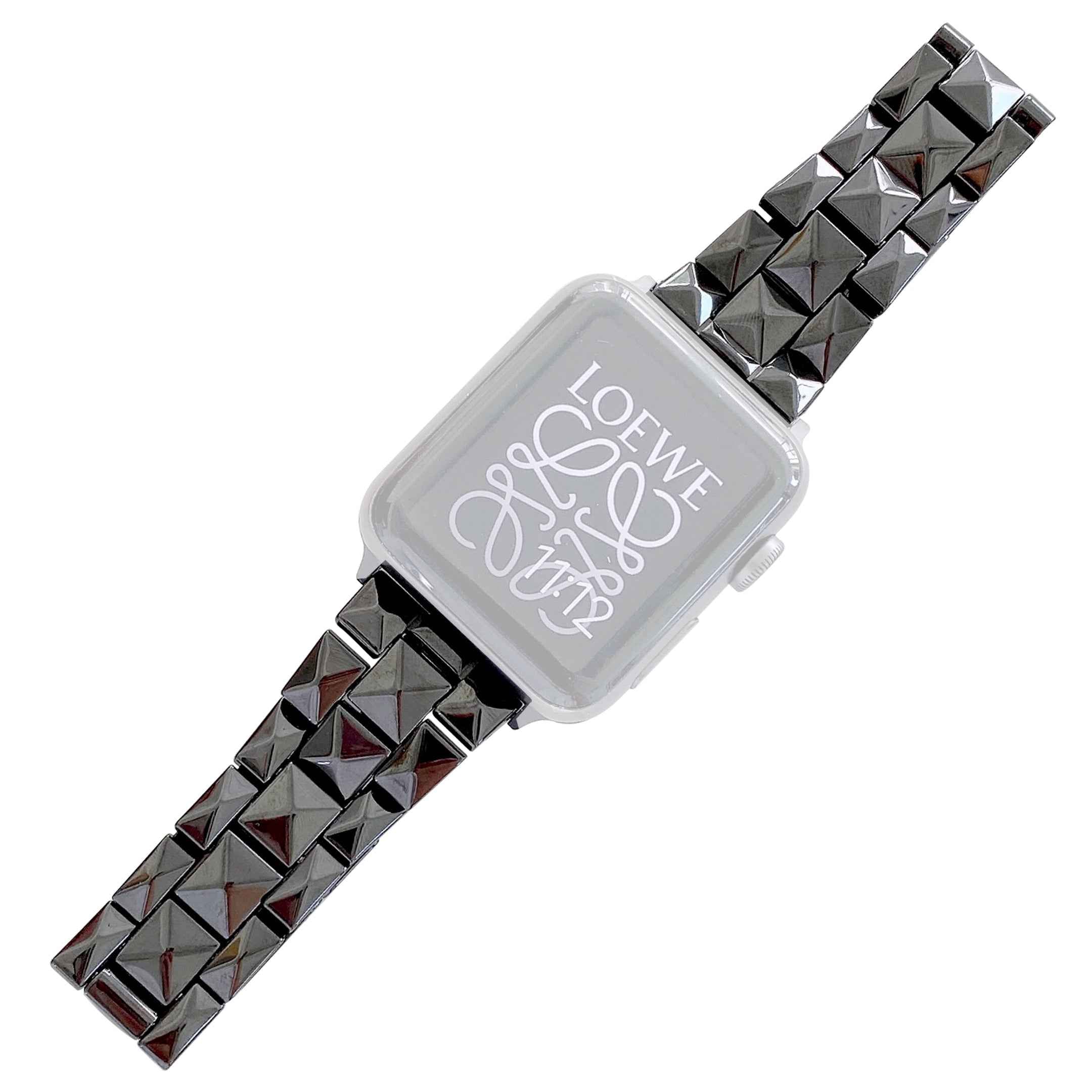 Rhombus Grid Design Ceramic Watch Strap Wrist Band Replacement for Apple Watch Series 8 41mm / Series 7 41mm / SE / SE(2022) / Series 6 / 5 / 4 40mm / Series 3 / 2 / 1 38mm - Black