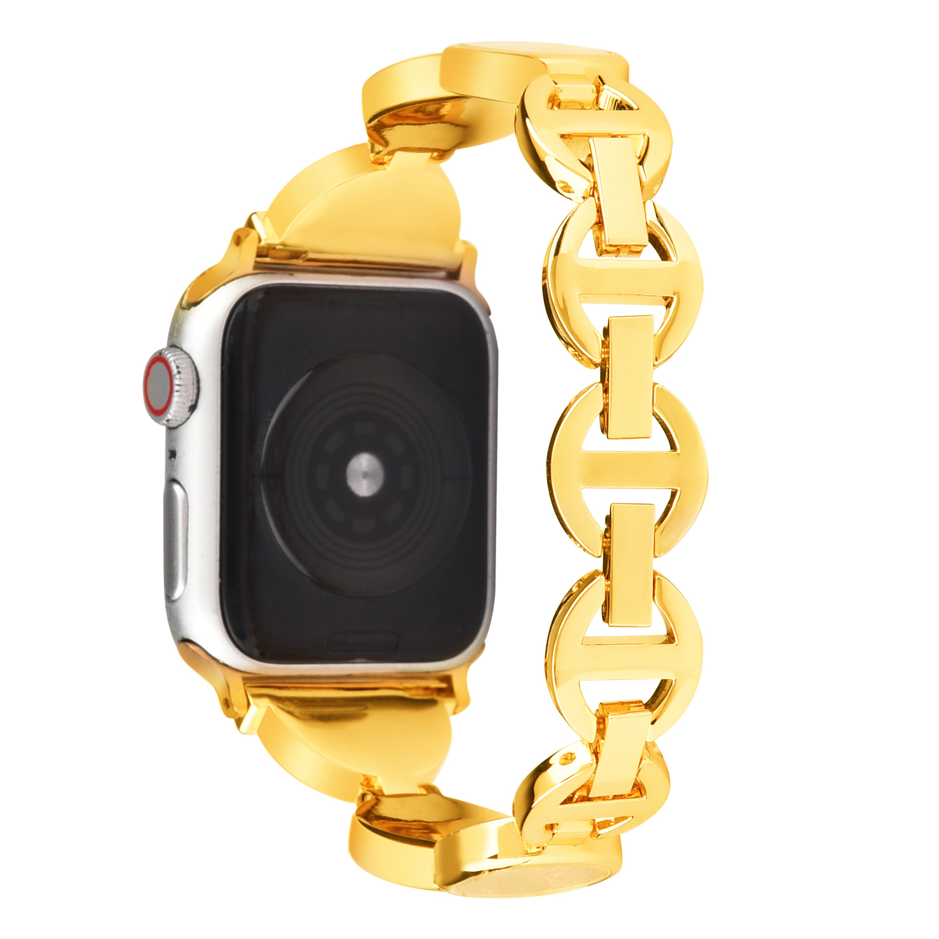 Rhinestones Decor Stainless Steel Watch Band Replacement Wrist Strap for Apple Watch Ultra 49mm / Series 8 45mm / 7 45mm / Series 6 / 5 / 4 / SE 44mm / SE (2022) 44mm Series 3 / 2 / 1 42mm - Gold - UNIQBUY