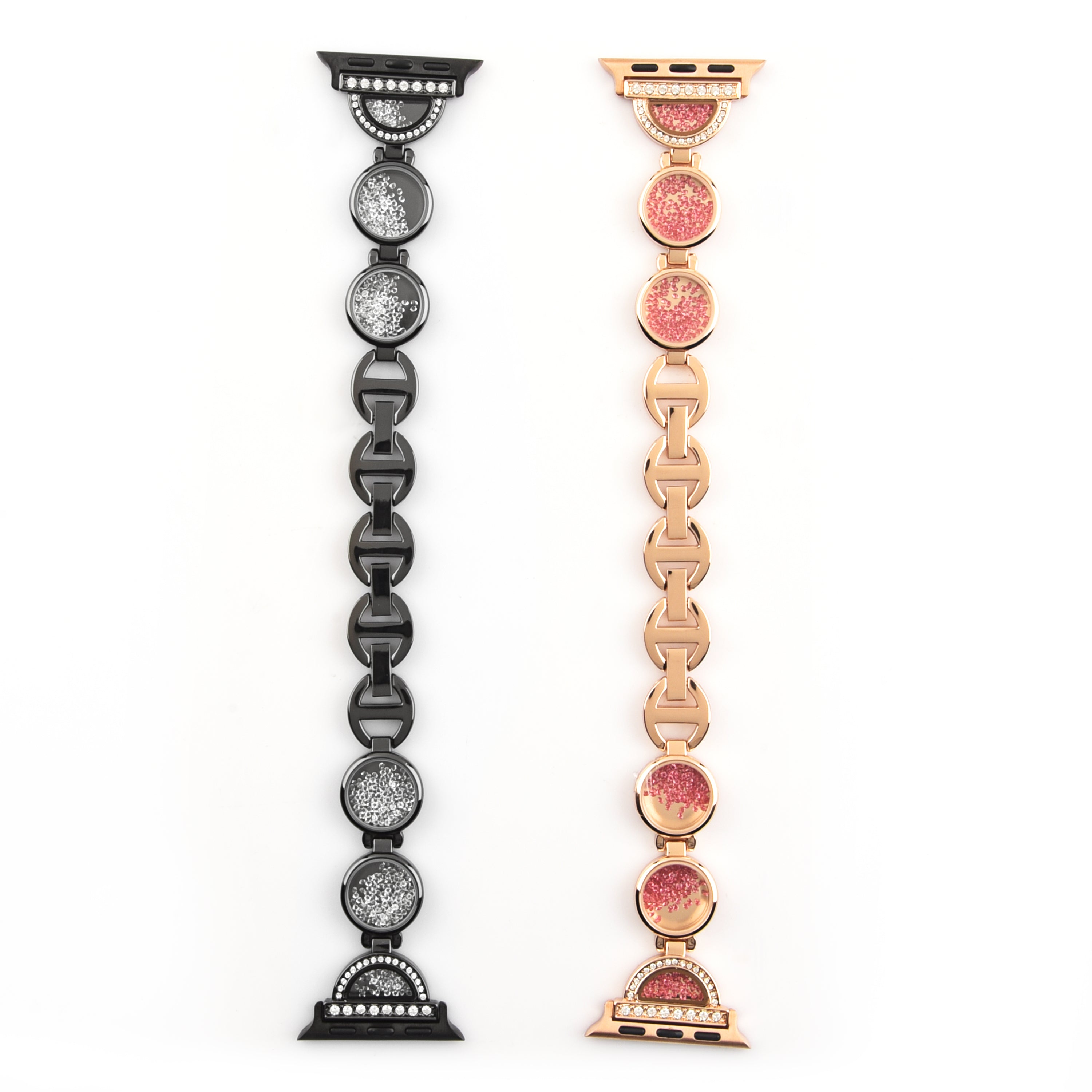 Rhinestones Decor Stainless Steel Watch Band Replacement Wrist Strap for Apple Watch Ultra 49mm / Series 8 45mm / 7 45mm / Series 6 / 5 / 4 / SE 44mm / SE (2022) 44mm Series 3 / 2 / 1 42mm - Gold - UNIQBUY